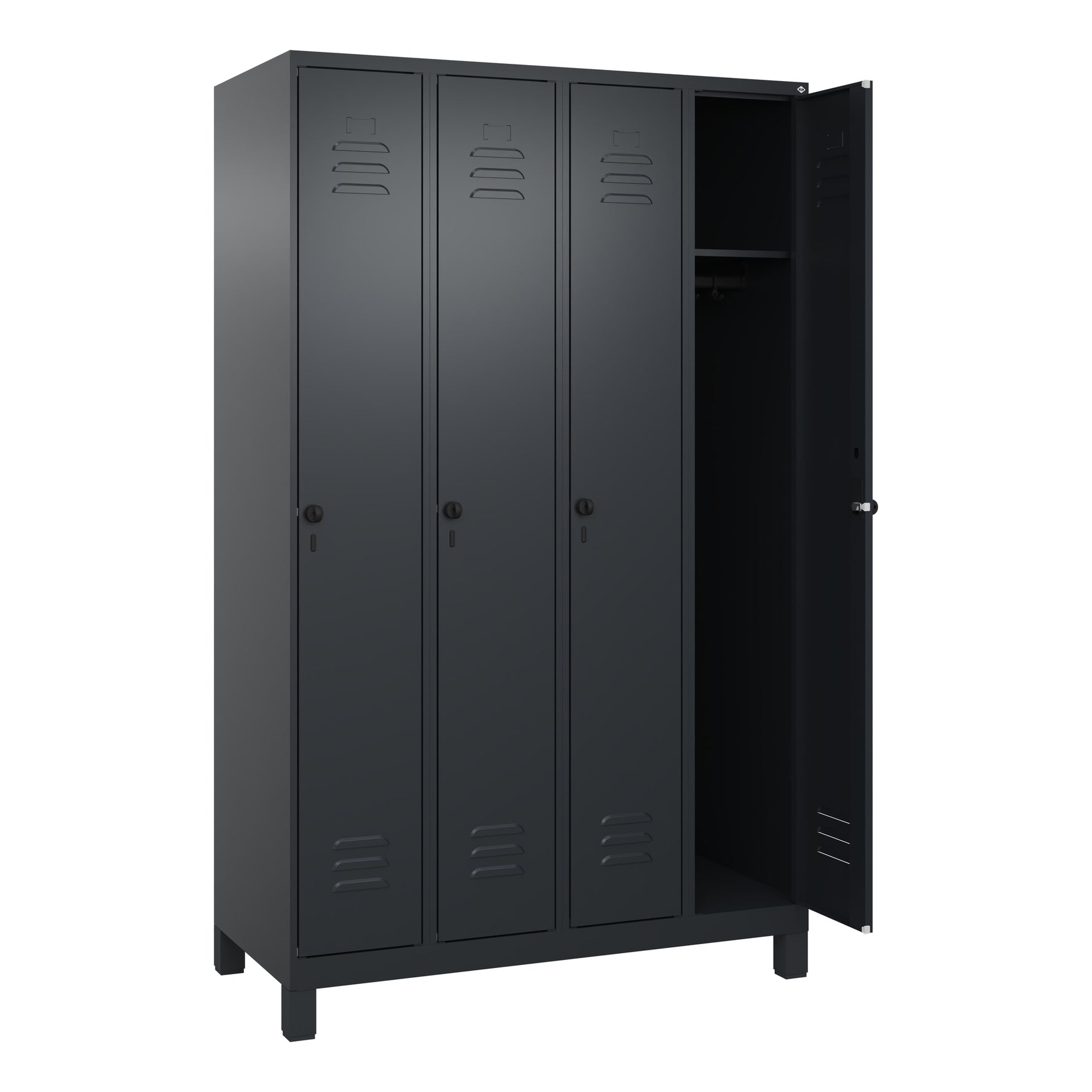 C+P Kleiderspind Classic PLUS mit Standfuß 1.200 x 1.950 x 500 mm (B x H x T) schwarzgrau – Produktbild 2