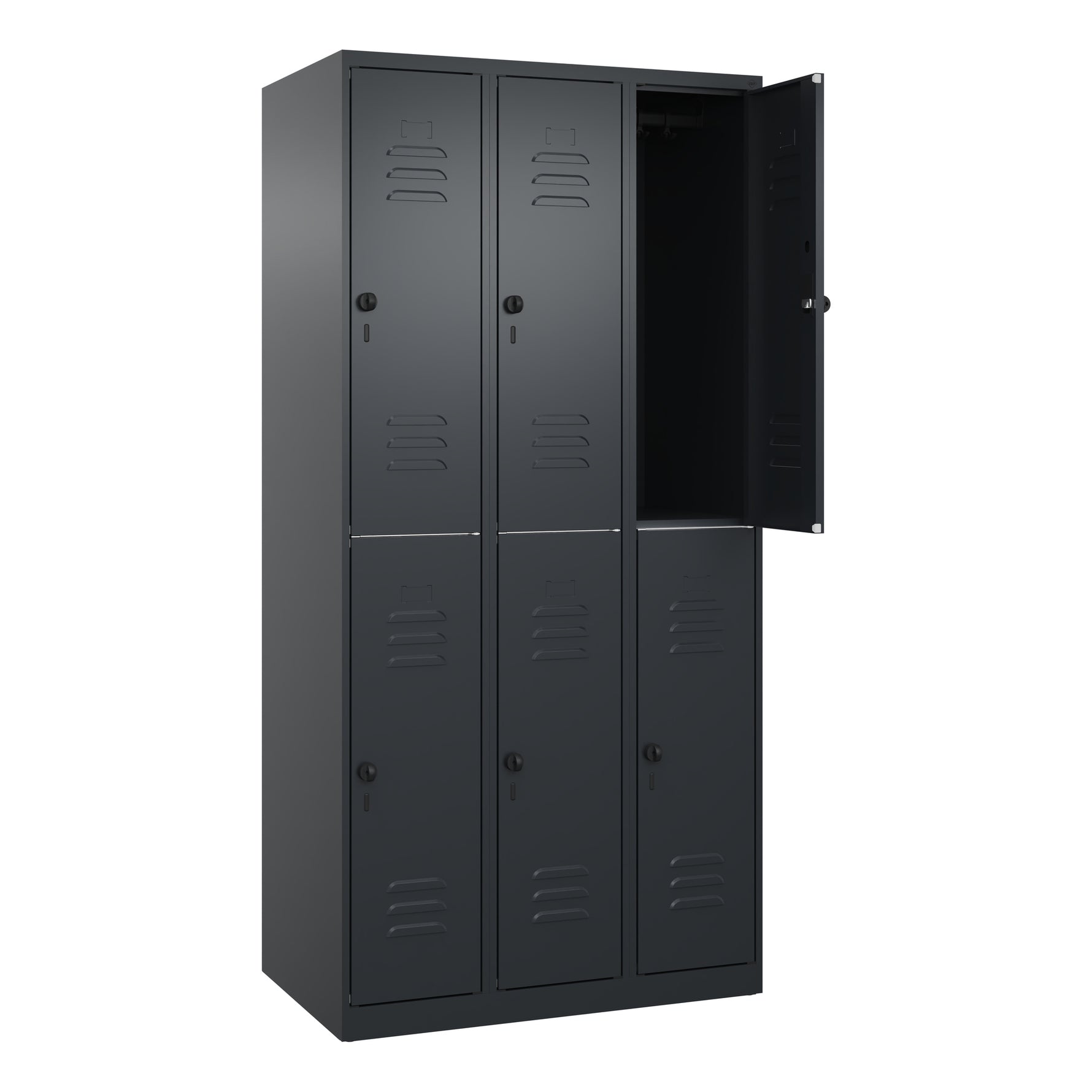 C+P Kleiderspind Classic PLUS mit Sockel 900 x 1.850 x 500 mm (B x H x T) schwarzgrau – Produktbild 2