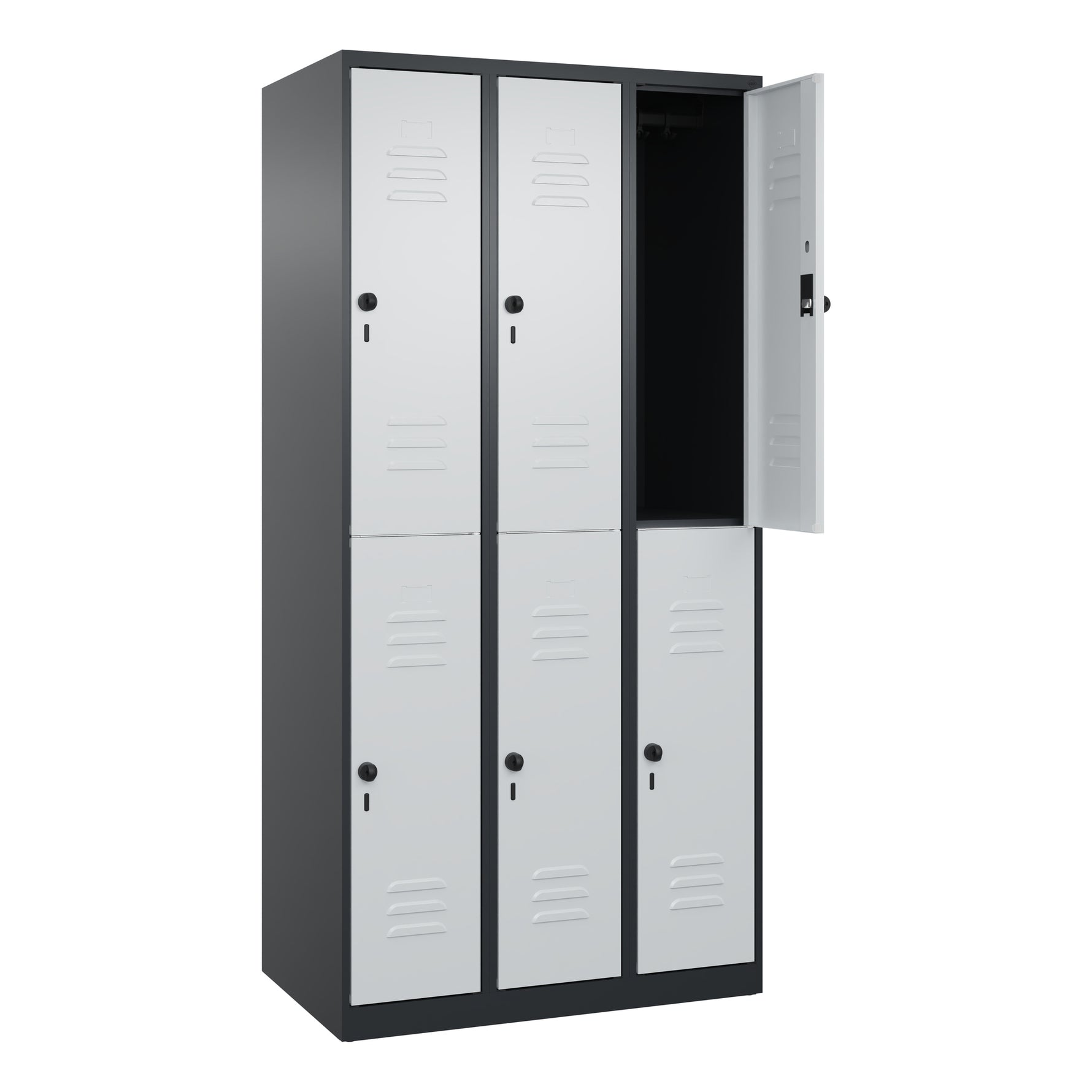 C+P Kleiderspind Classic PLUS mit Sockel 900 x 1.850 x 500 mm (B x H x T) schwarzgrau