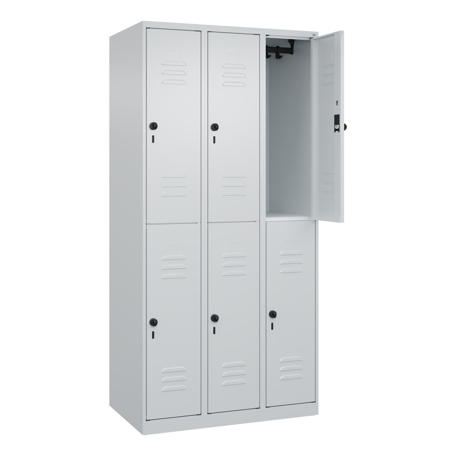 C+P Kleiderspind Classic PLUS mit Sockel 900 x 1.850 x 500 mm (B x H x T) lichtgrau – Produktbild 3
