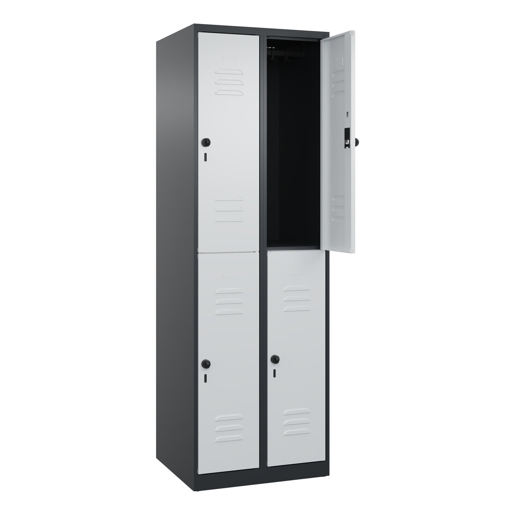 C+P Kleiderspind Classic PLUS mit Sockel 600 x 1.850 x 500 mm (B x H x T) schwarzgrau