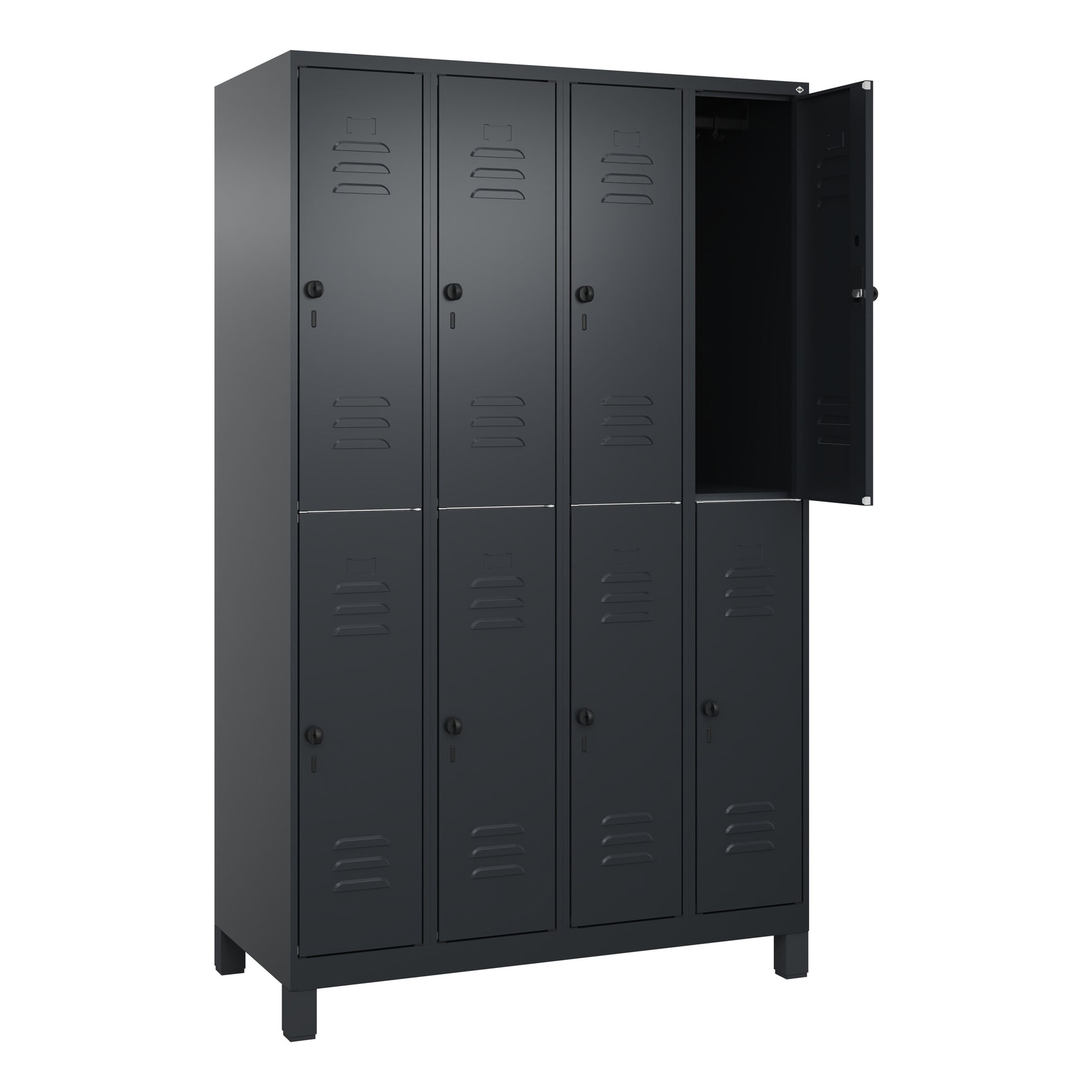 C+P Kleiderspind Classic PLUS mit Standfuß 1.200 x 1.950 x 500 mm (B x H x T) schwarzgrau – Produktbild 2