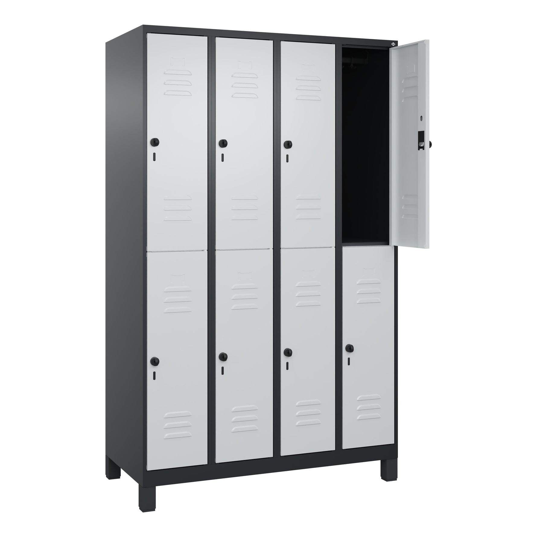 C+P Kleiderspind Classic PLUS mit Standfuß 1.200 x 1.950 x 500 mm (B x H x T) schwarzgrau