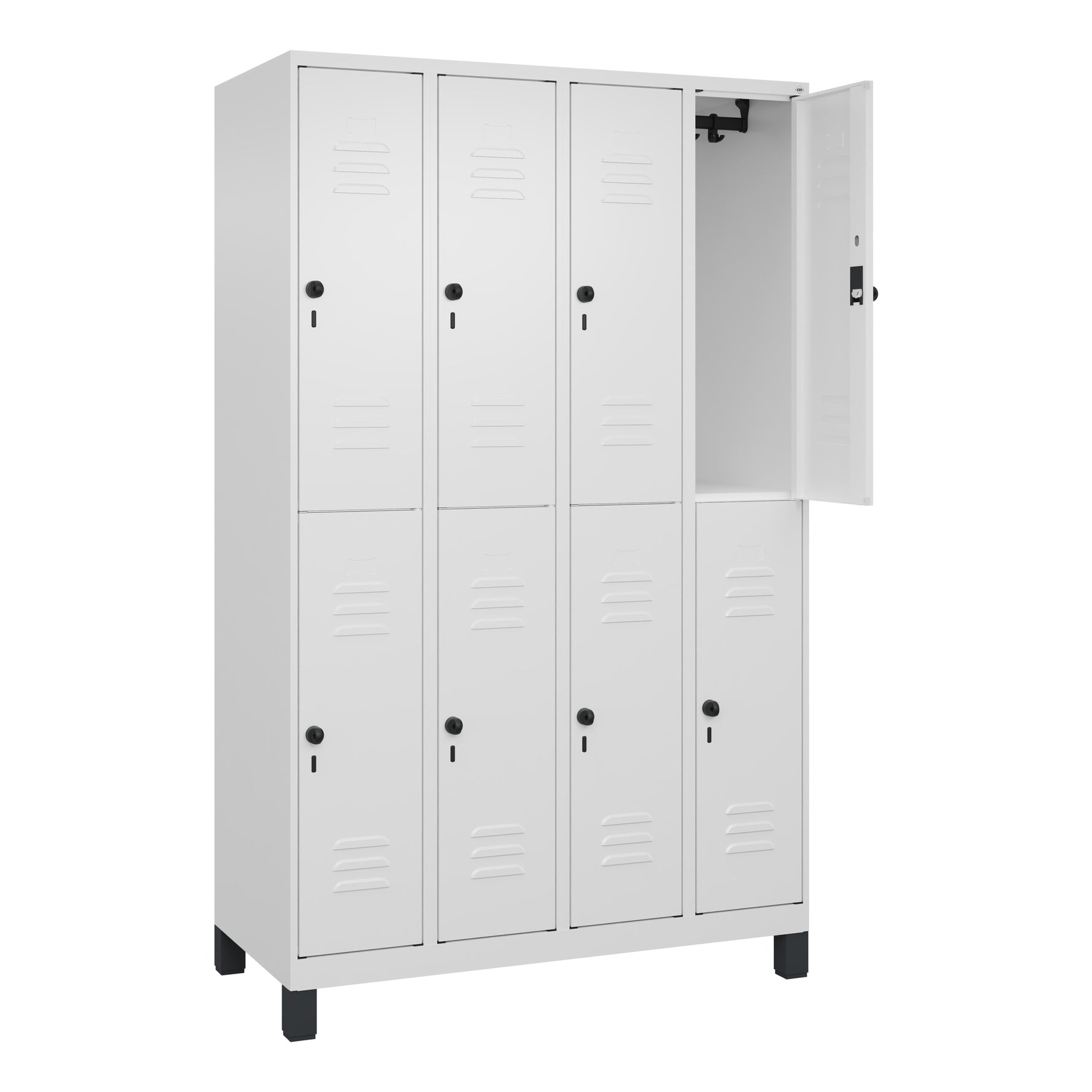 C+P Kleiderspind Classic PLUS mit Standfuß 1.200 x 1.950 x 500 mm (B x H x T) verkehrsweiß