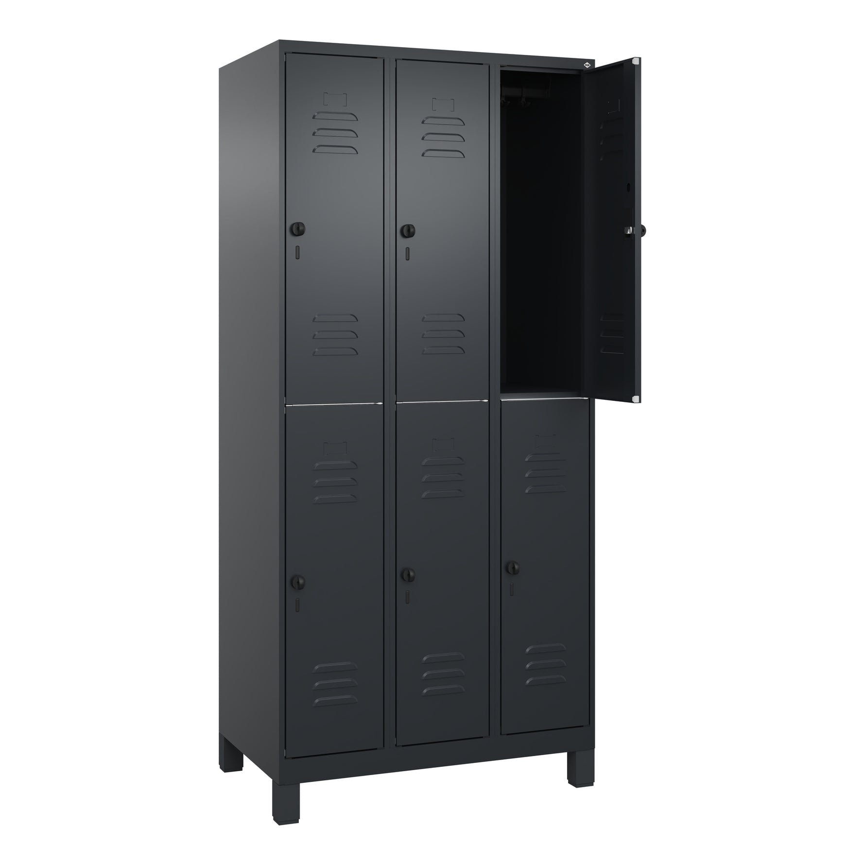 C+P Kleiderspind Classic PLUS mit Standfuß 900 x 1.950 x 500 mm (B x H x T) schwarzgrau – Produktbild 2