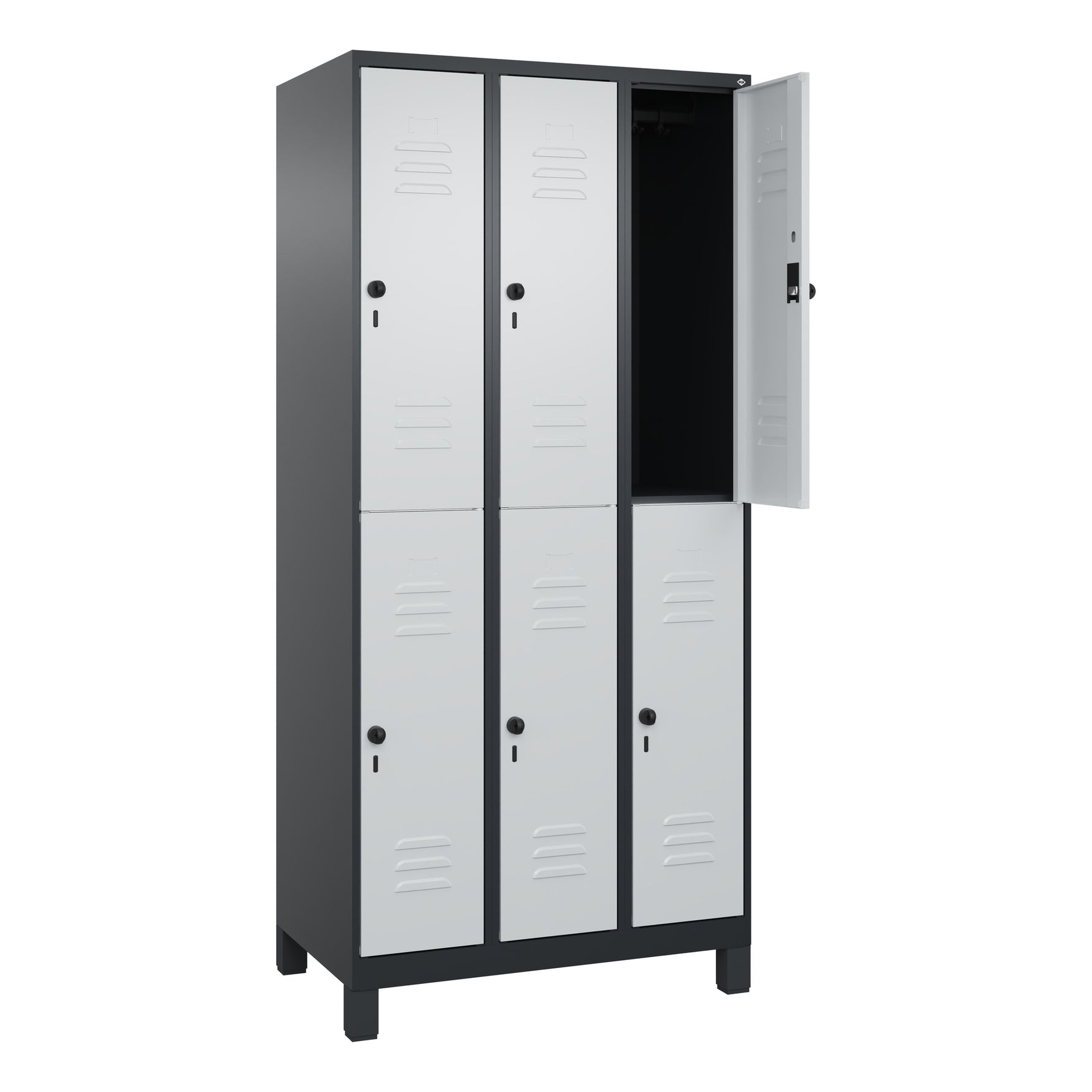C+P Kleiderspind Classic PLUS mit Standfuß 900 x 1.950 x 500 mm (B x H x T) schwarzgrau