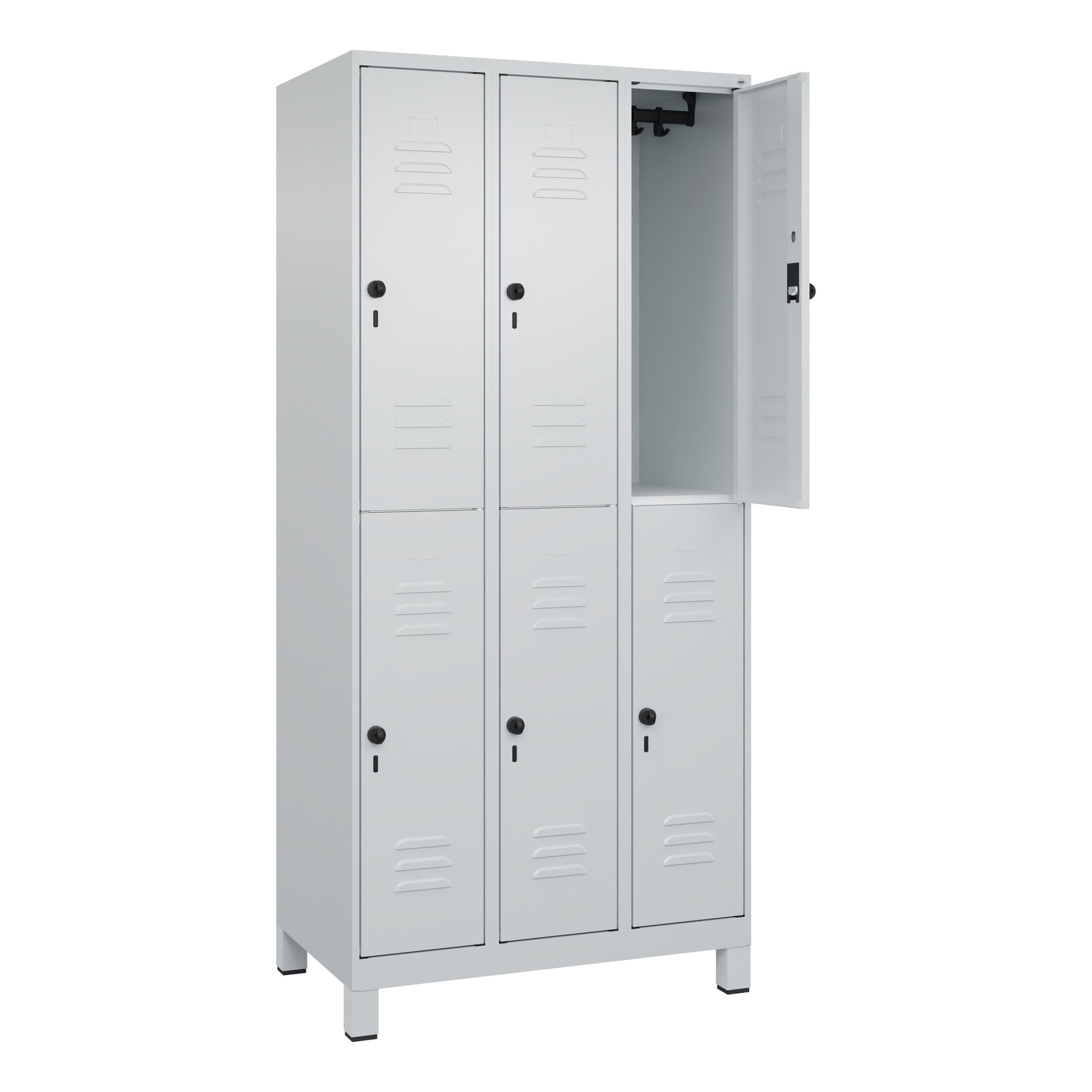 C+P Kleiderspind Classic PLUS mit Standfuß 900 x 1.950 x 500 mm (B x H x T) lichtgrau – Produktbild 3