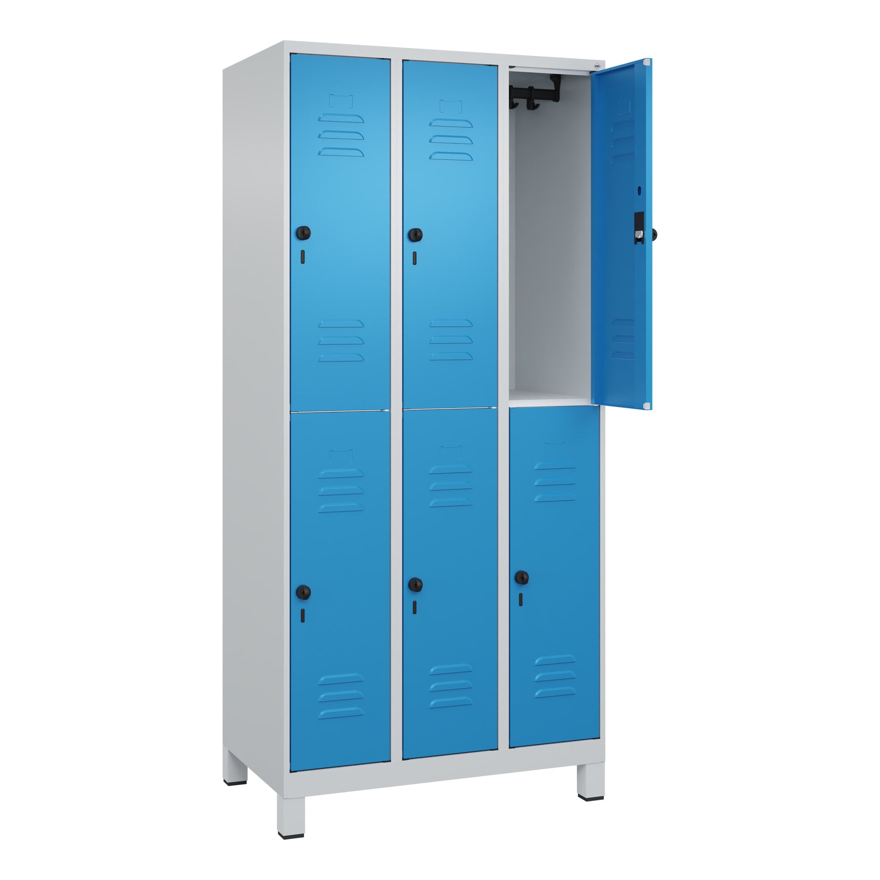 C+P Kleiderspind Classic PLUS mit Standfuß 900 x 1.950 x 500 mm (B x H x T) lichtgrau