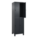 C+P Kleiderspind Classic PLUS mit Standfuß 600 x 1.950 x 500 mm (B x H x T) schwarzgrau – Produktbild 2