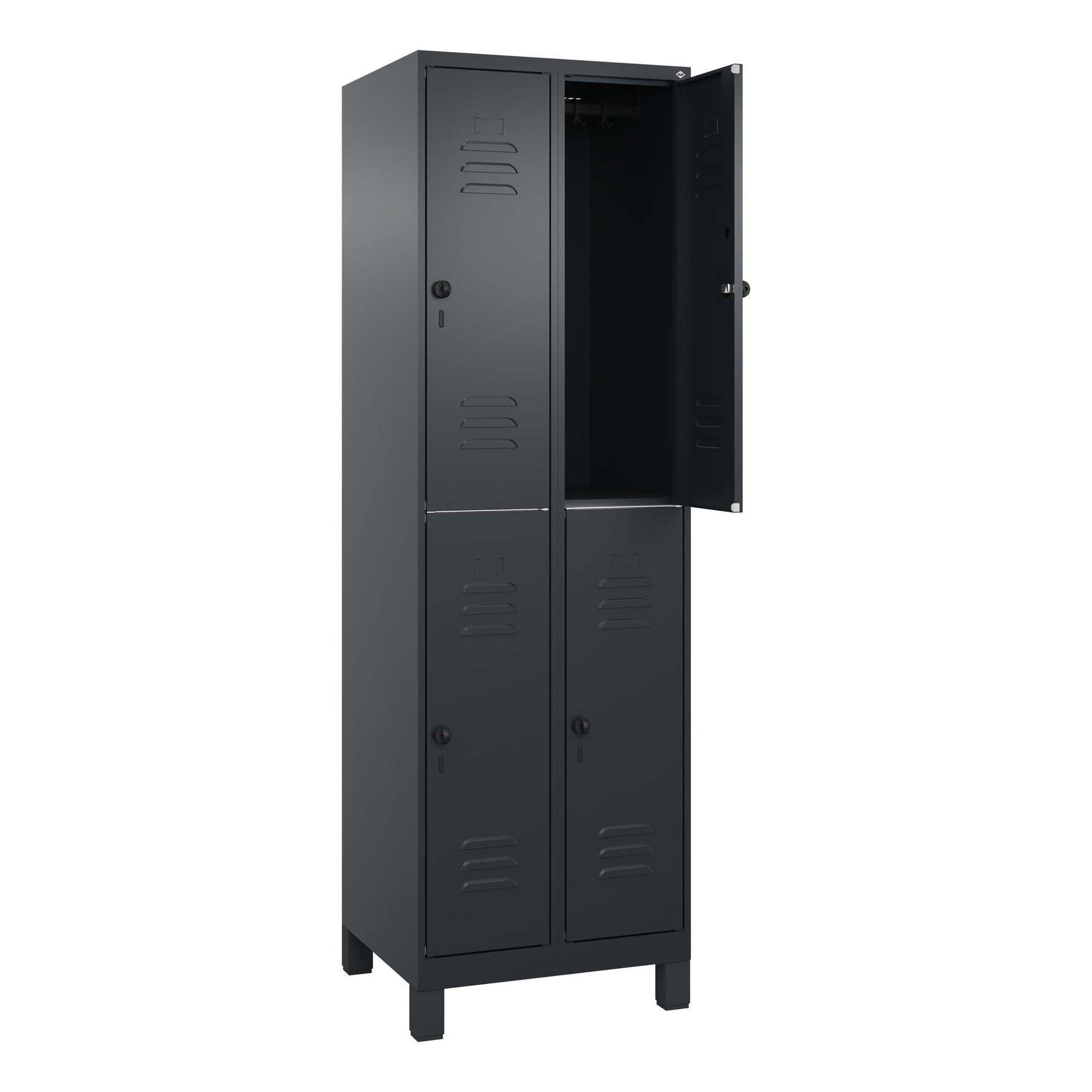 C+P Kleiderspind Classic PLUS mit Standfuß 600 x 1.950 x 500 mm (B x H x T) schwarzgrau – Produktbild 2