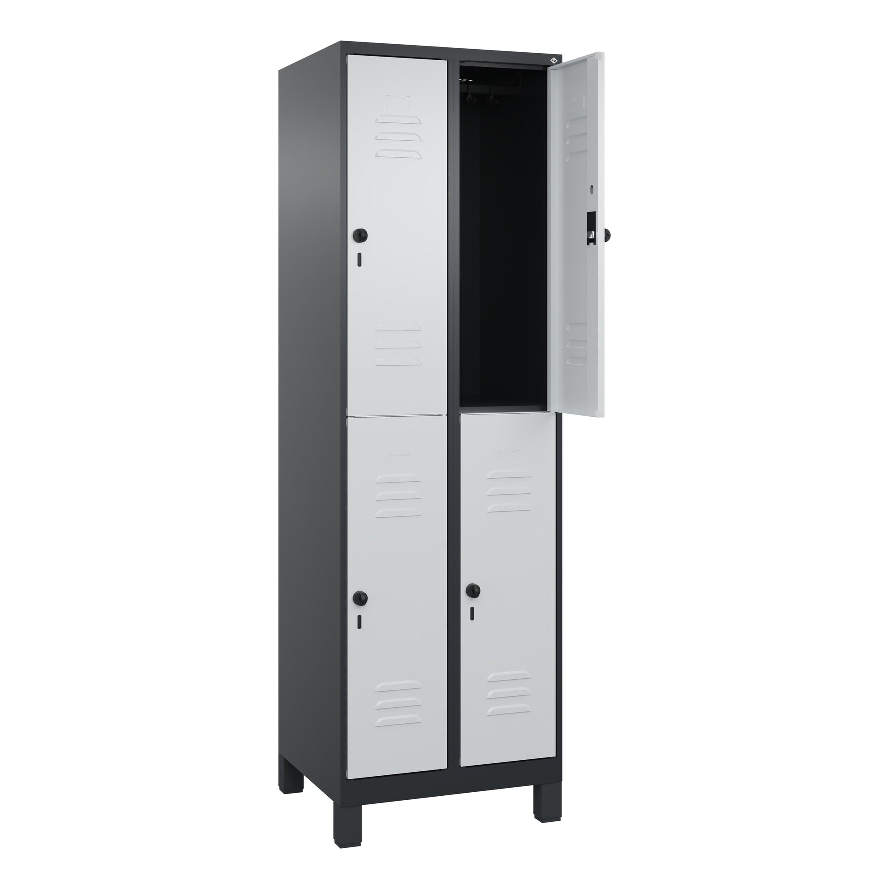 C+P Kleiderspind Classic PLUS mit Standfuß 600 x 1.950 x 500 mm (B x H x T) schwarzgrau