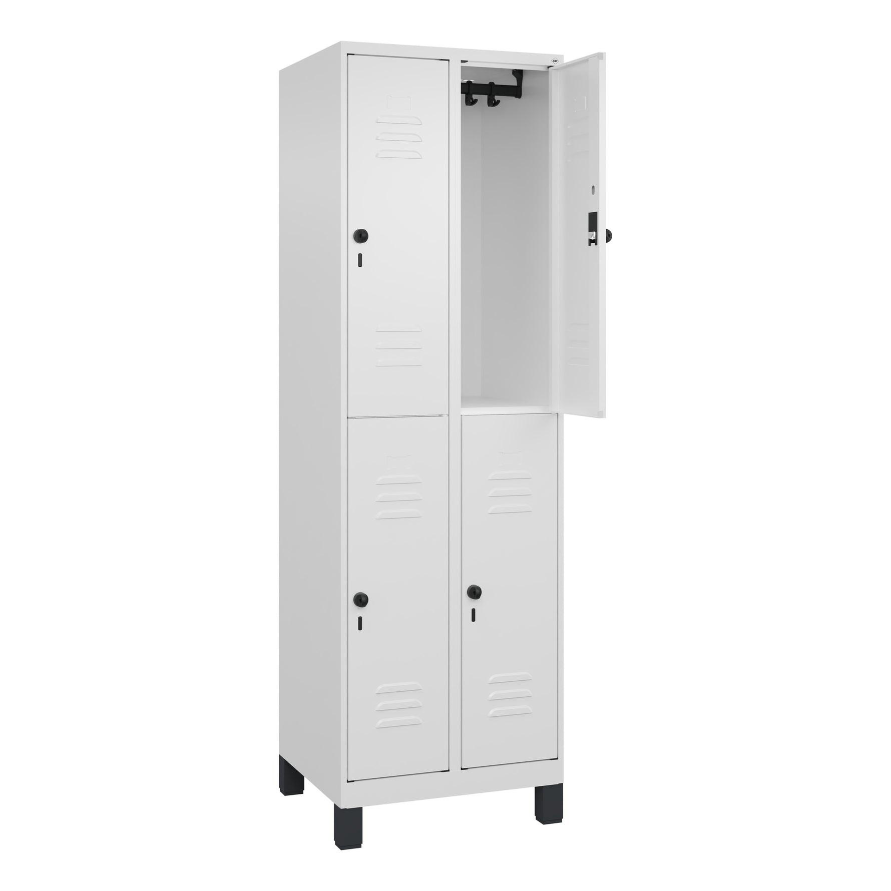 C+P Kleiderspind Classic PLUS mit Standfuß 600 x 1.950 x 500 mm (B x H x T) verkehrsweiß