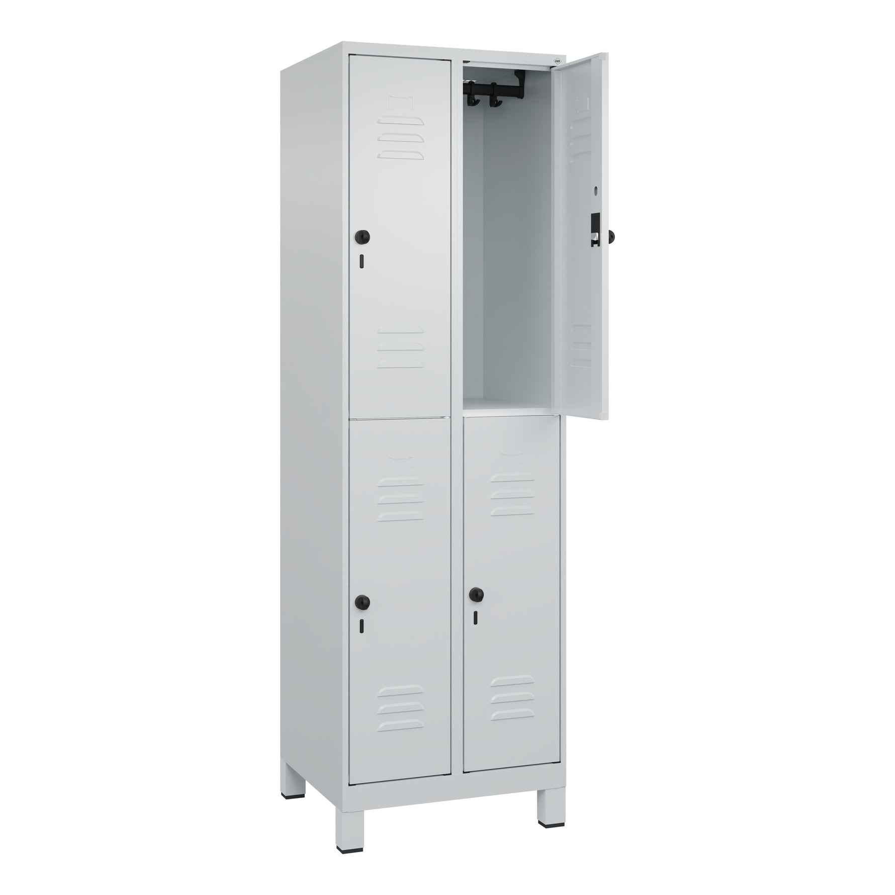 C+P Kleiderspind Classic PLUS mit Standfuß 600 x 1.950 x 500 mm (B x H x T) lichtgrau – Produktbild 3