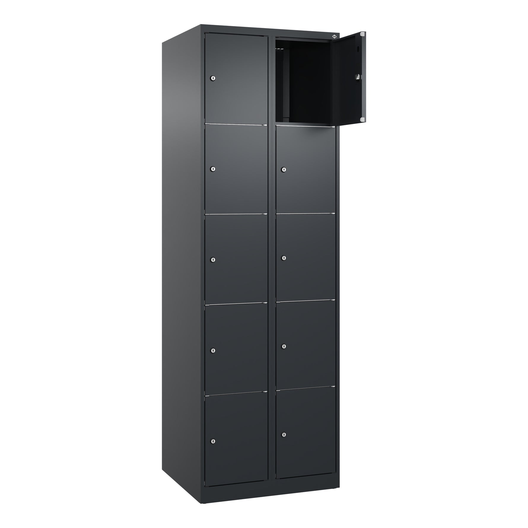 C+P Schließfachschrank Classic PLUS mit Sockel 2 Abteile 10 Fächer schwarzgrau