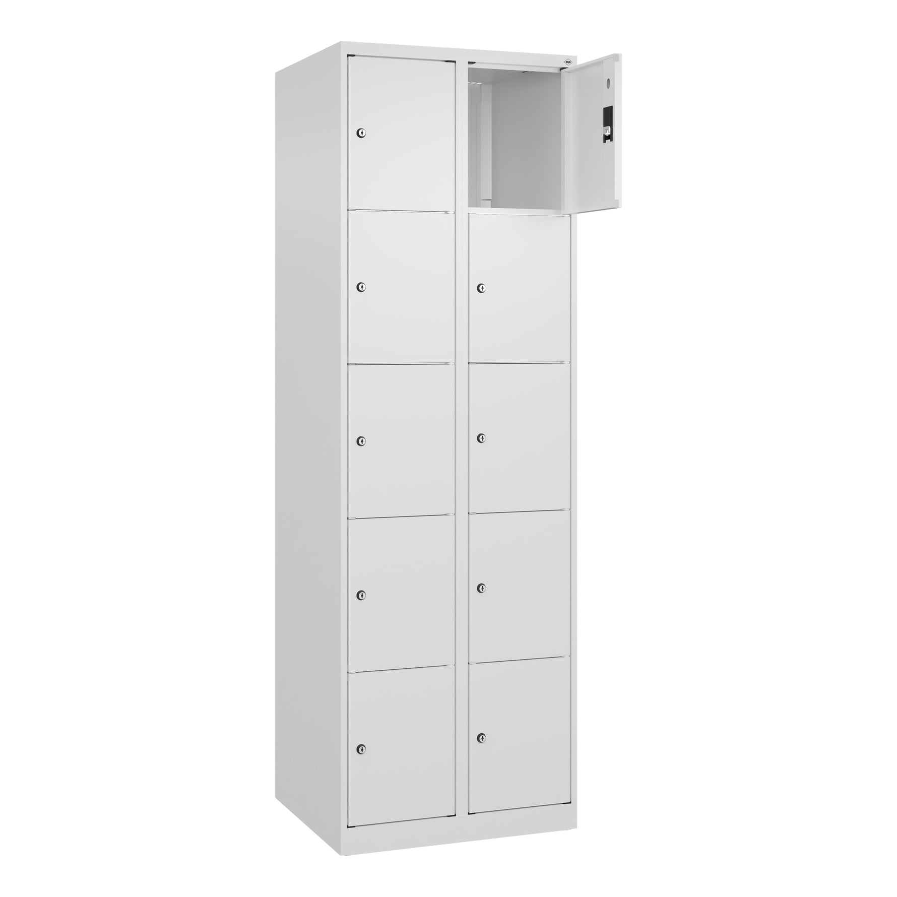 C+P Schließfachschrank Classic PLUS mit Sockel 2 Abteile 10 Fächer verkehrsweiß