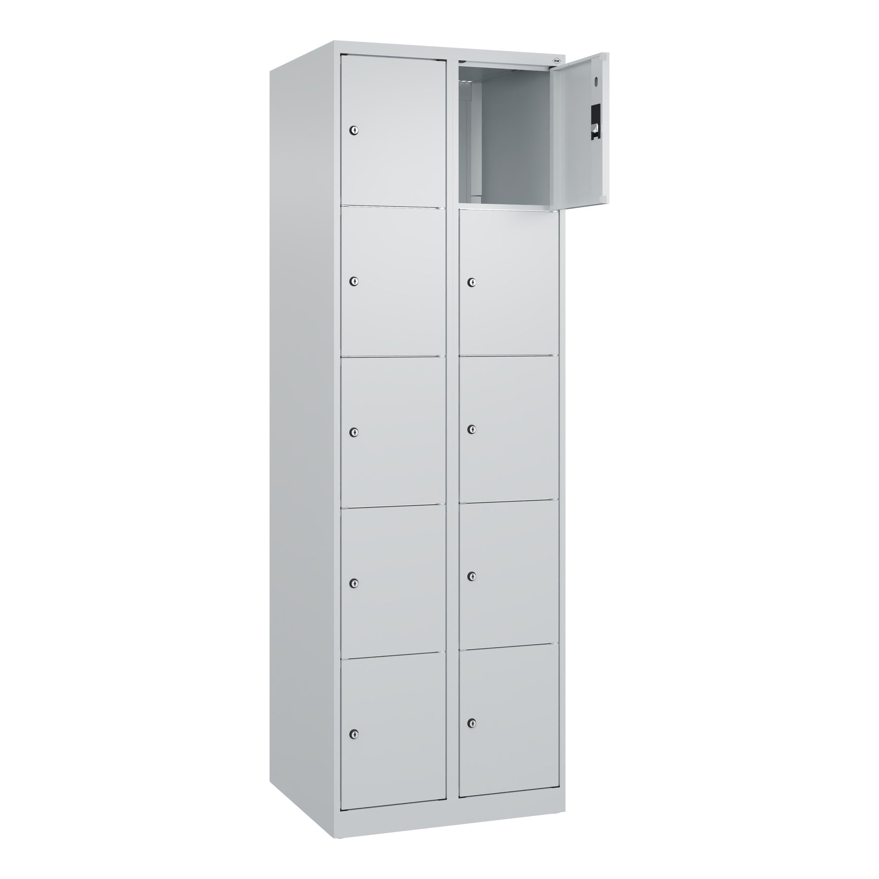 C+P Schließfachschrank Classic PLUS mit Sockel 2 Abteile 10 Fächer lichtgrau