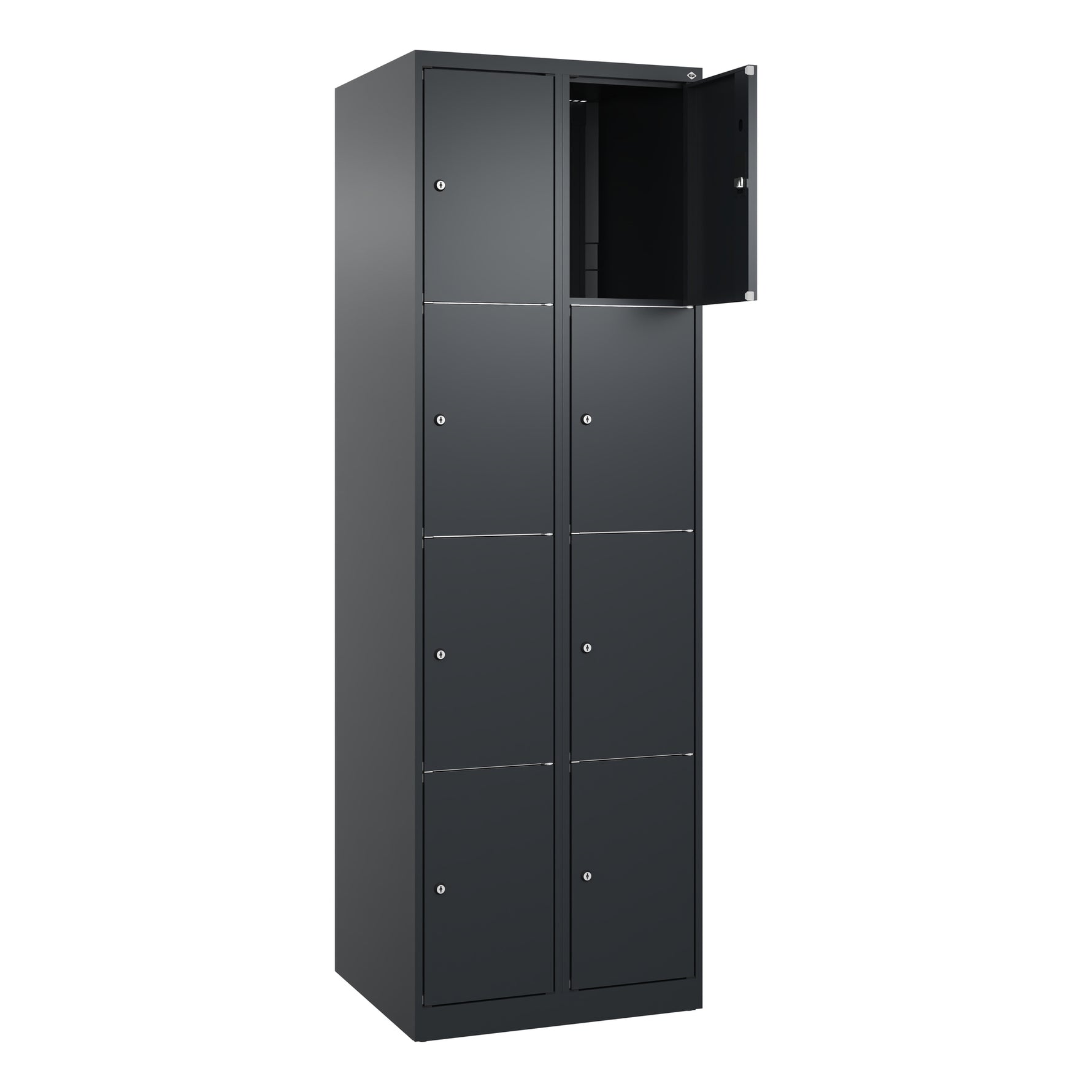 C+P Schließfachschrank Classic PLUS mit Sockel 2 Abteile 8 Fächer schwarzgrau