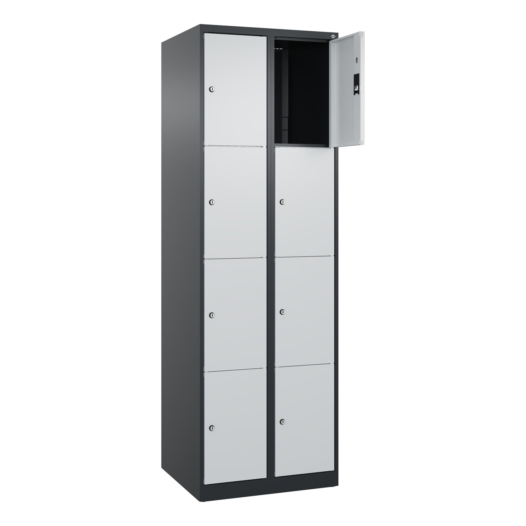 C+P Schließfachschrank Classic PLUS mit Sockel 2 Abteile 8 Fächer schwarzgrau