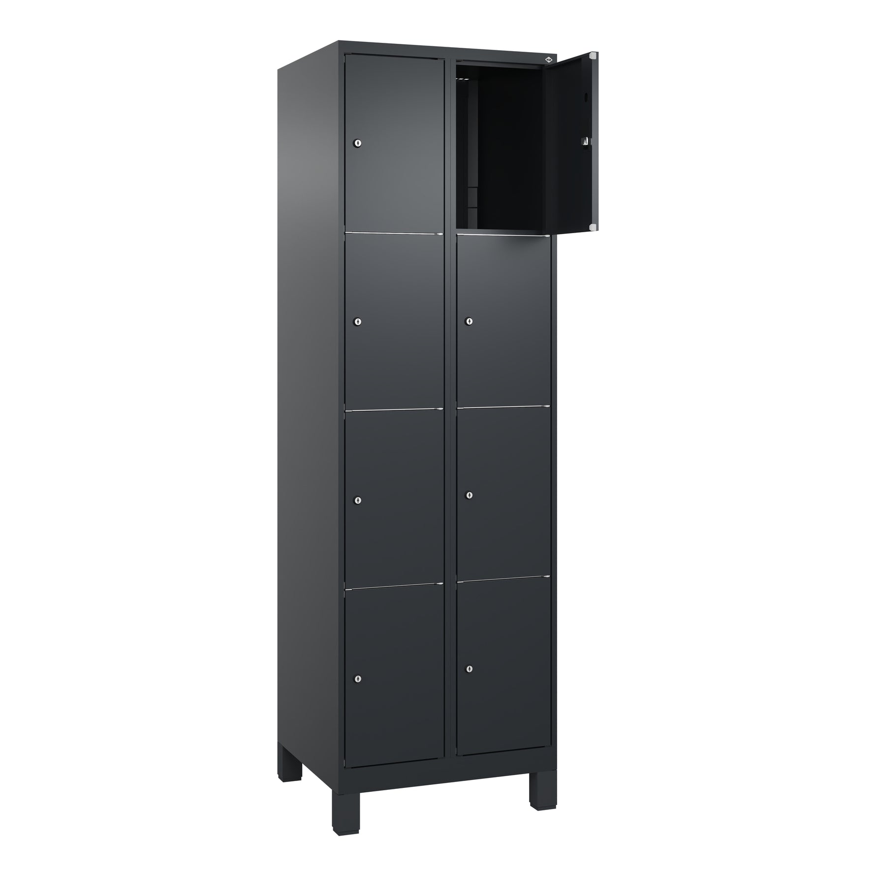 C+P Schließfachschrank Classic PLUS mit Standfuß 8 Fächer schwarzgrau