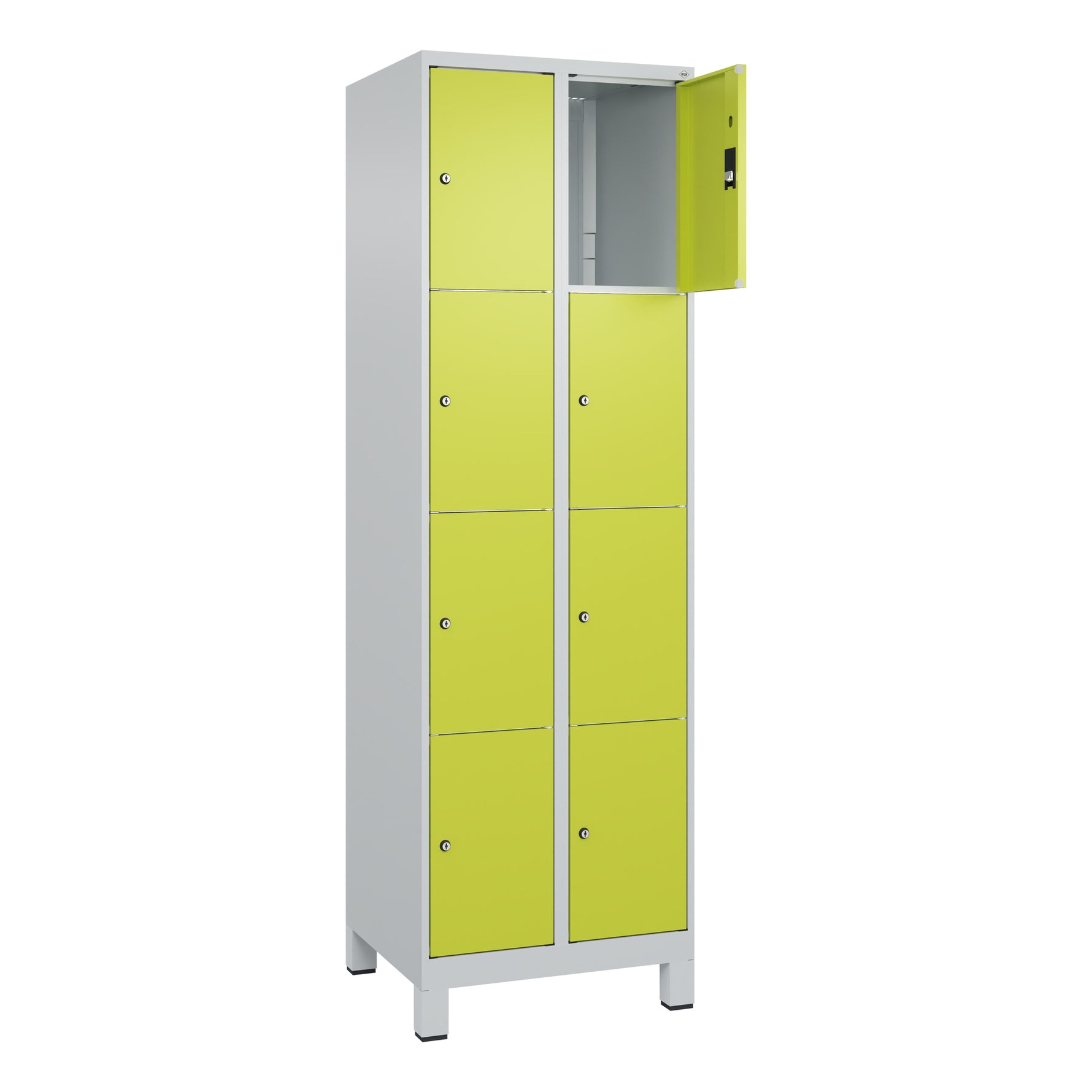 C+P Schließfachschrank Classic PLUS mit Standfuß 8 Fächer lichtgrau – Produktbild 2