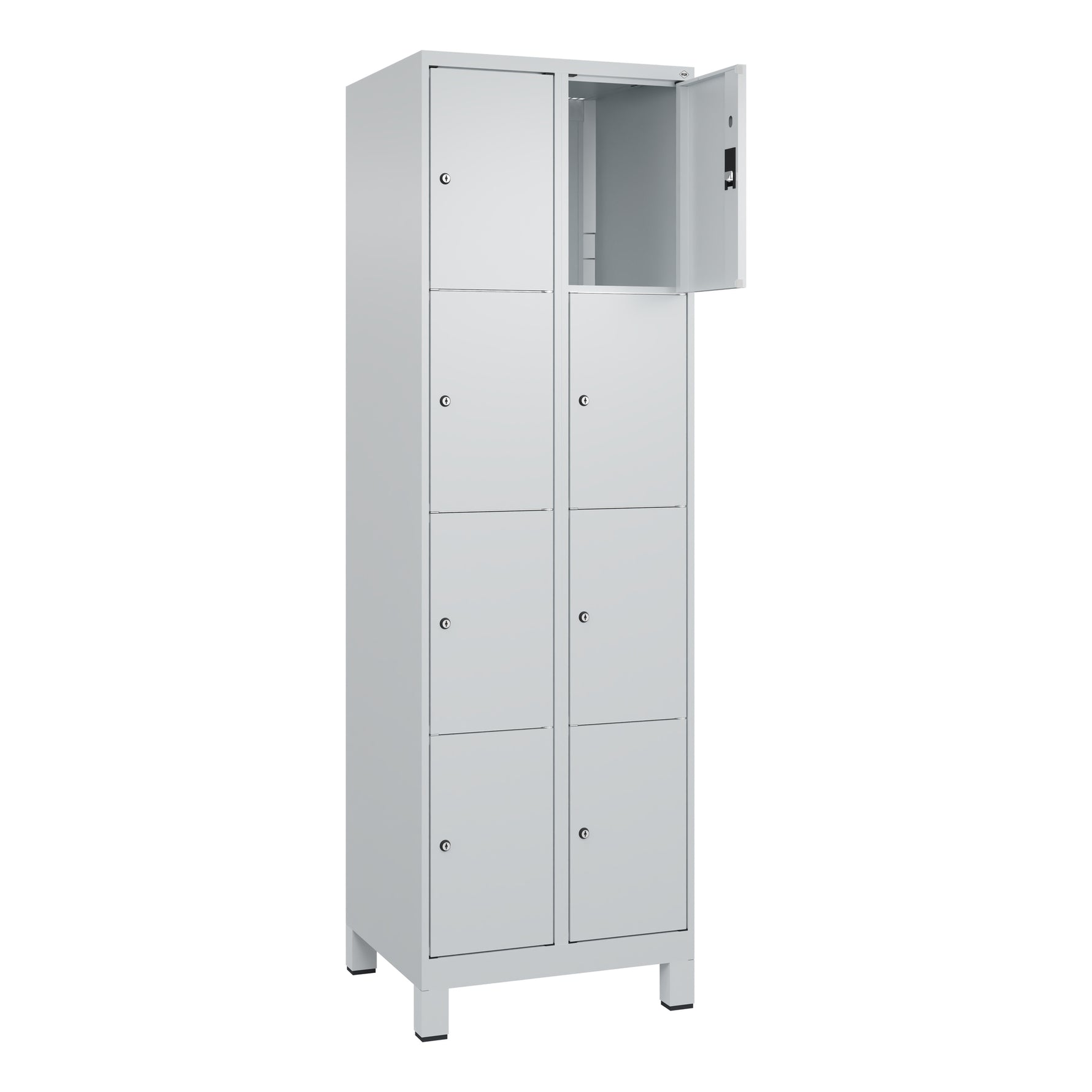 C+P Schließfachschrank Classic PLUS mit Standfuß 8 Fächer lichtgrau