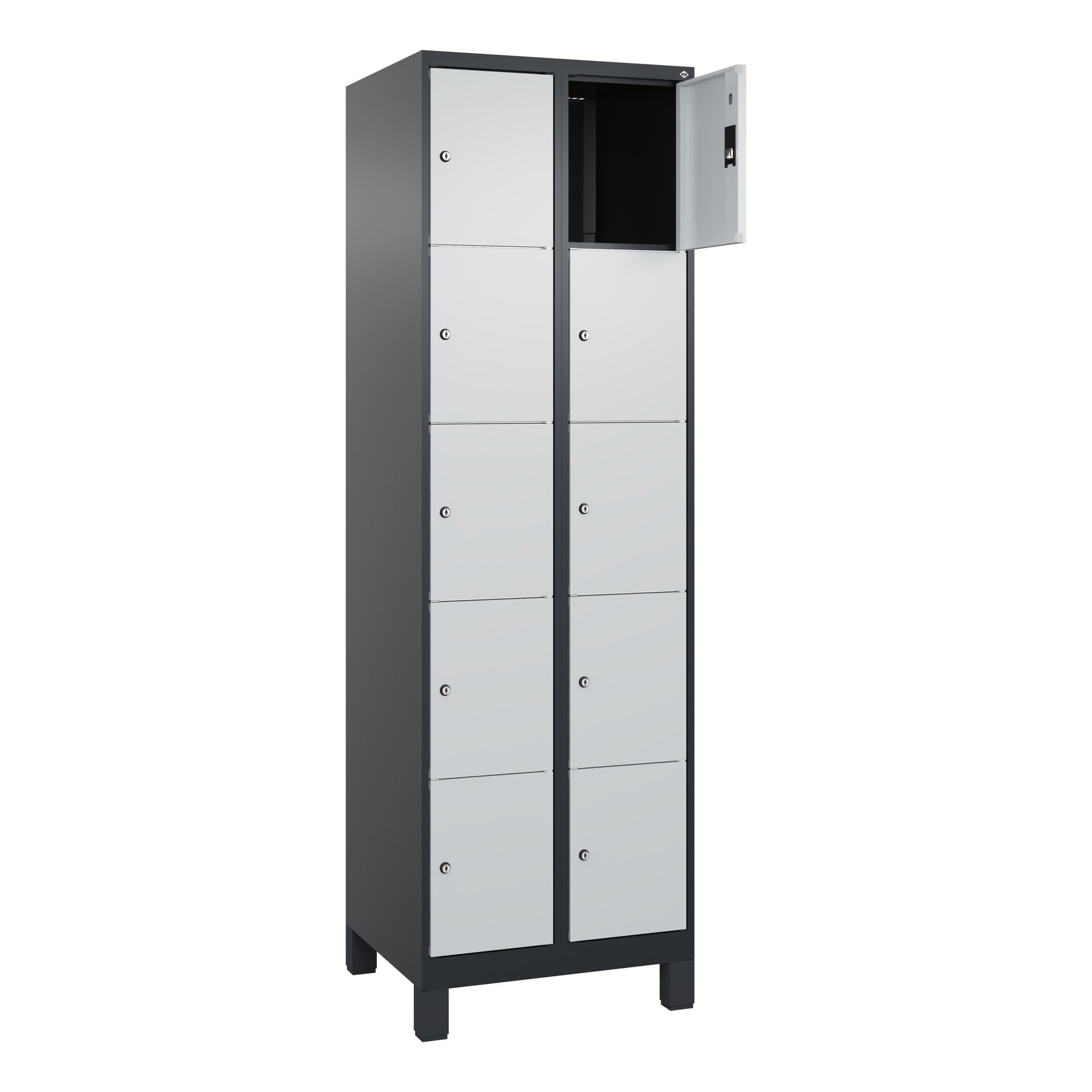 C+P Schließfachschrank Classic PLUS mit Standfuß 10 Fächer schwarzgrau