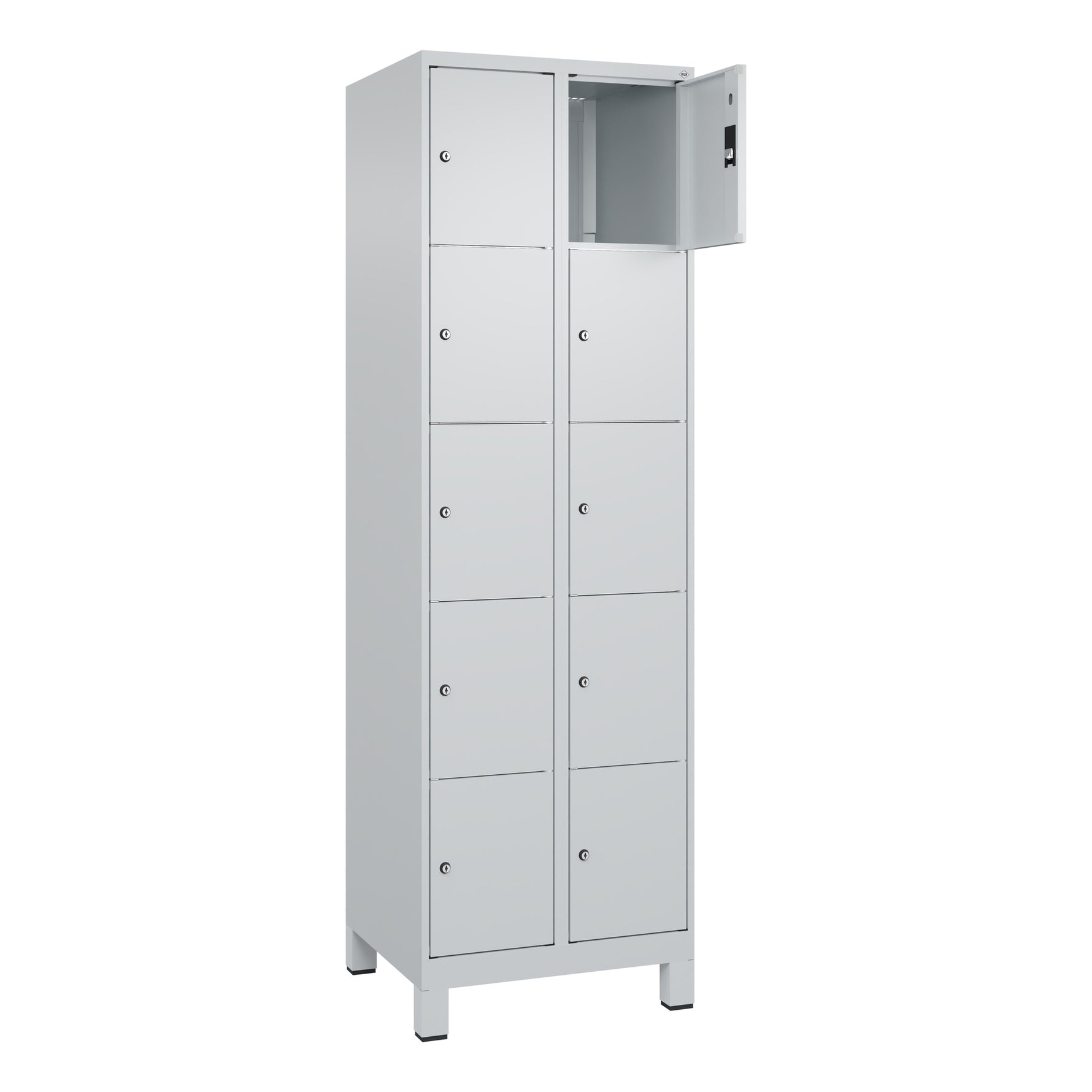 C+P Schließfachschrank Classic PLUS mit Standfuß 10 Fächer lichtgrau