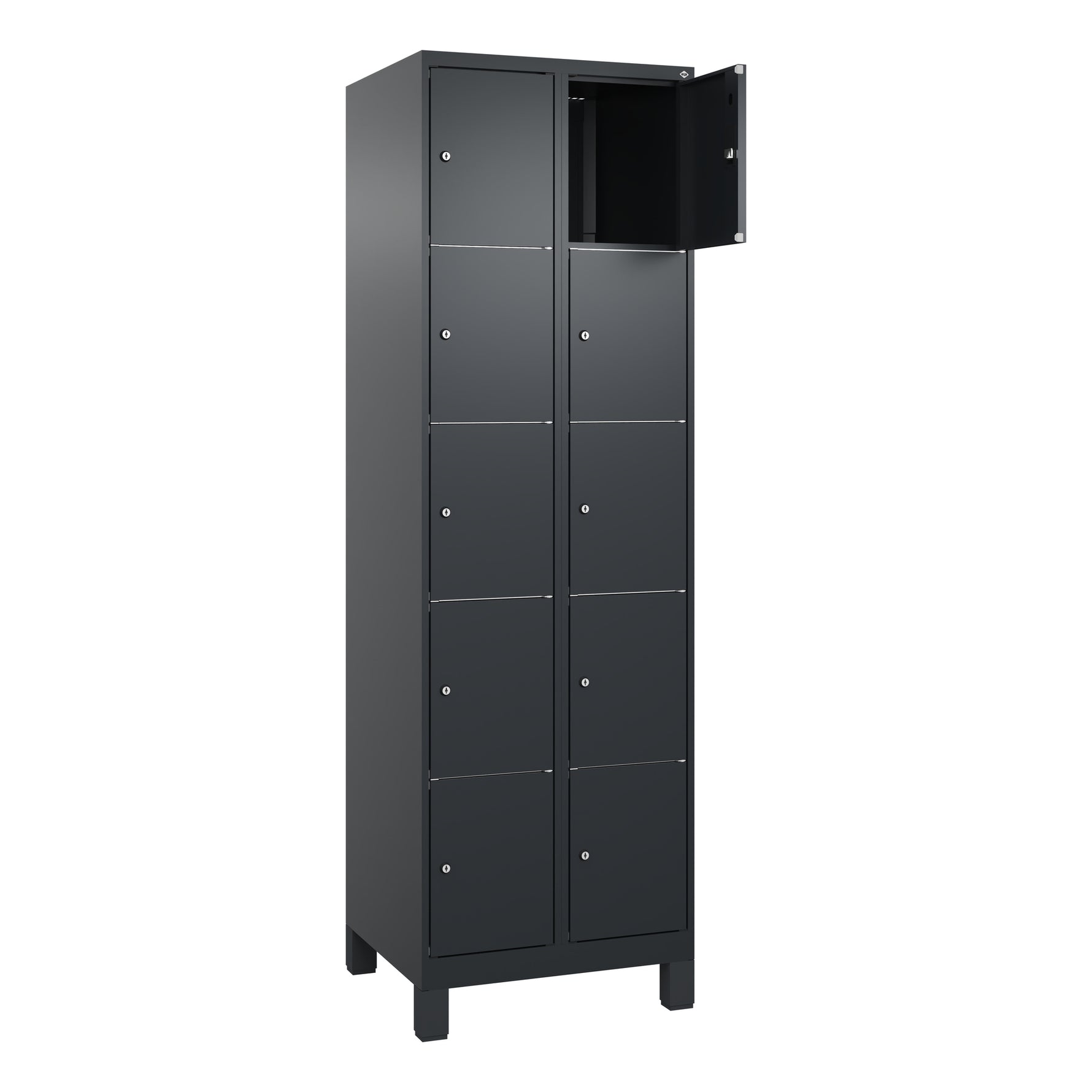 C+P Schließfachschrank Classic PLUS mit Standfuß 10 Fächer schwarzgrau