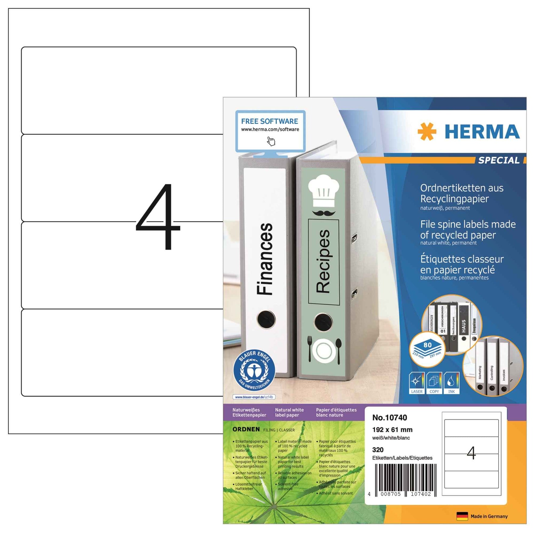 HERMA Ordnerrückenetikett Recycling breit/kurz