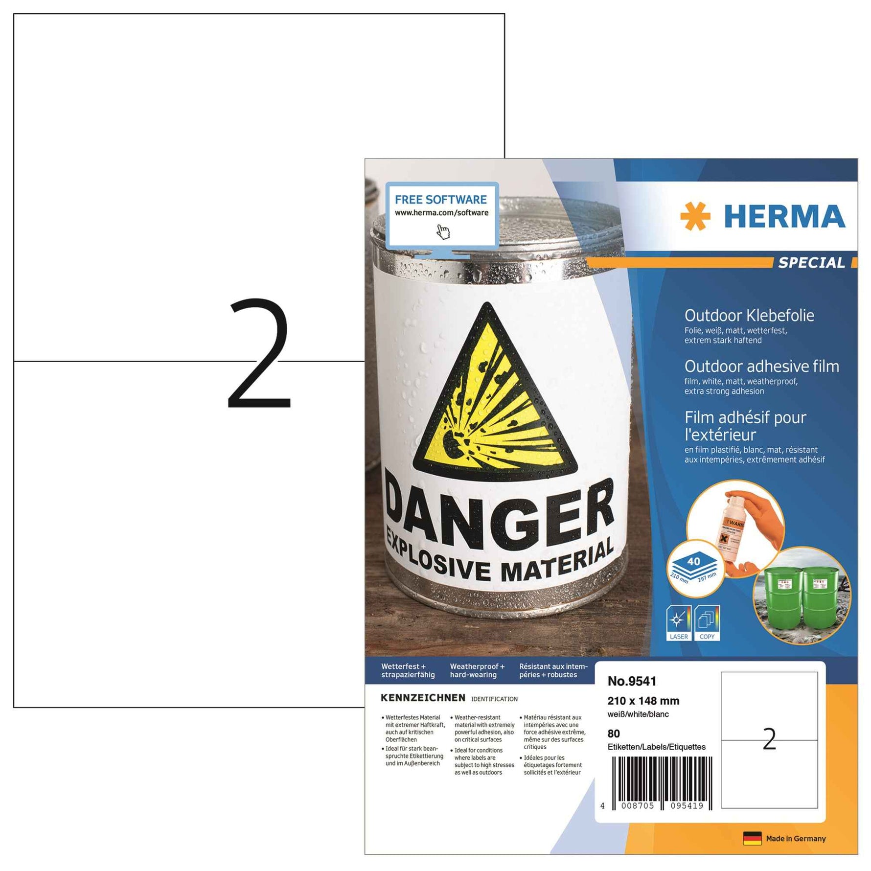 HERMA Folienetikett SPECIAL 210 x 148 mm (B x H) 80 Etik./Pack.