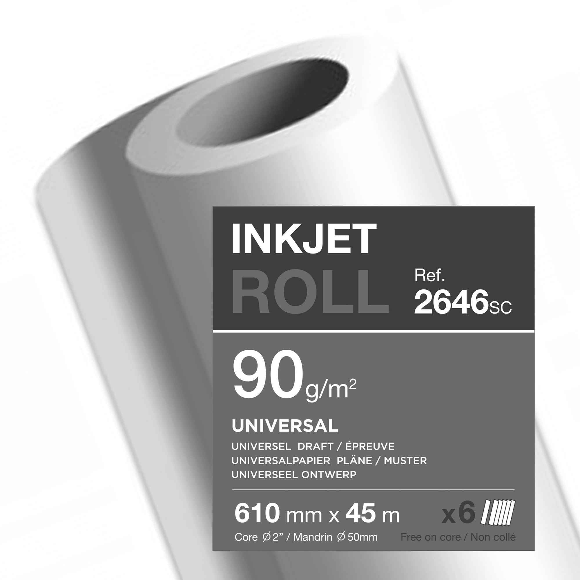 Clairefontaine Inkjetplotterpapier Inkjet Universal 90 g/m² 6 Rl./Pack.