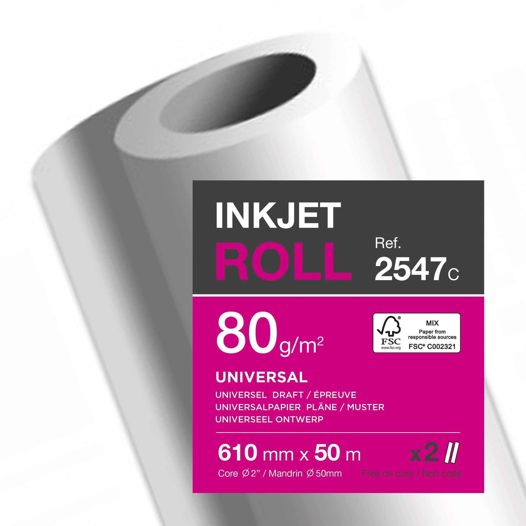 Clairefontaine Inkjetplotterpapier Inkjet Universal 80 g/m² 2 Rl./Pack.