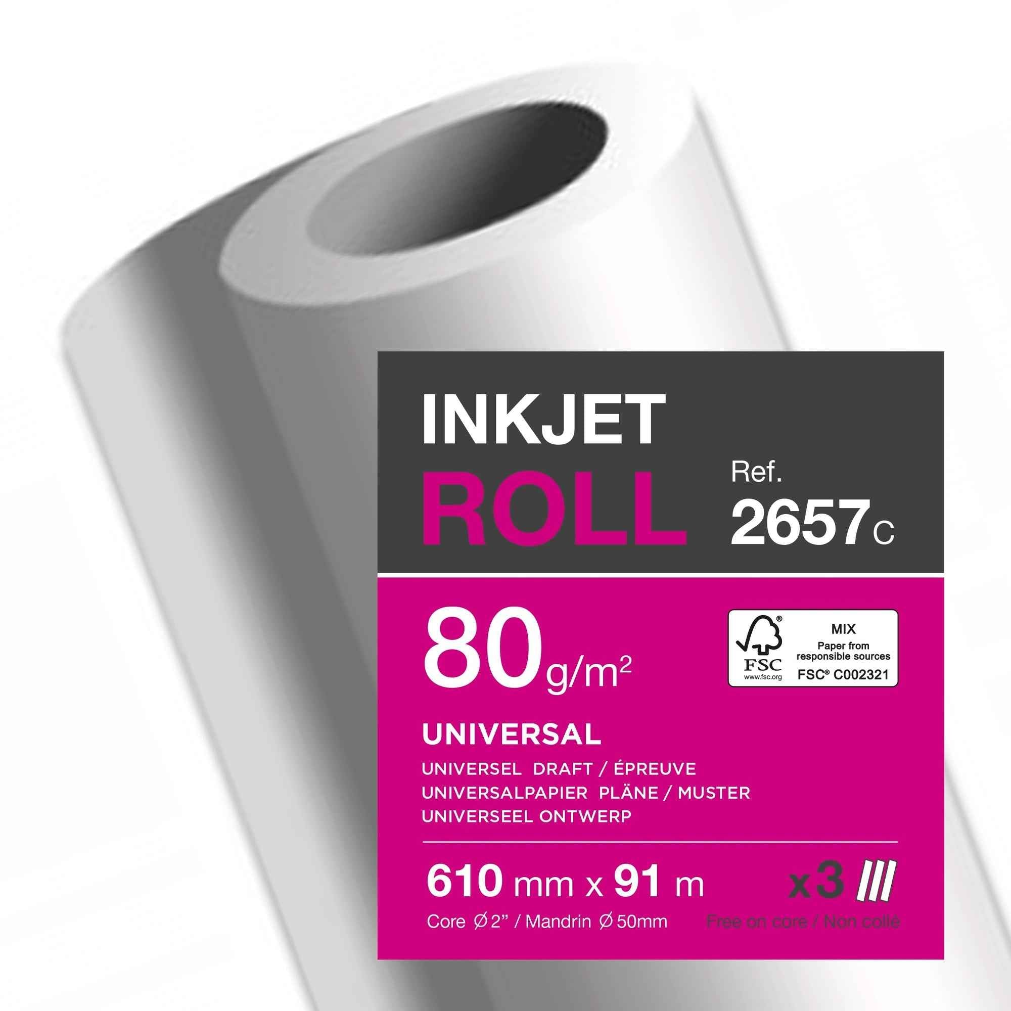 Clairefontaine Inkjetplotterpapier Inkjet Universal 80 g/m² 3 Rl./Pack.