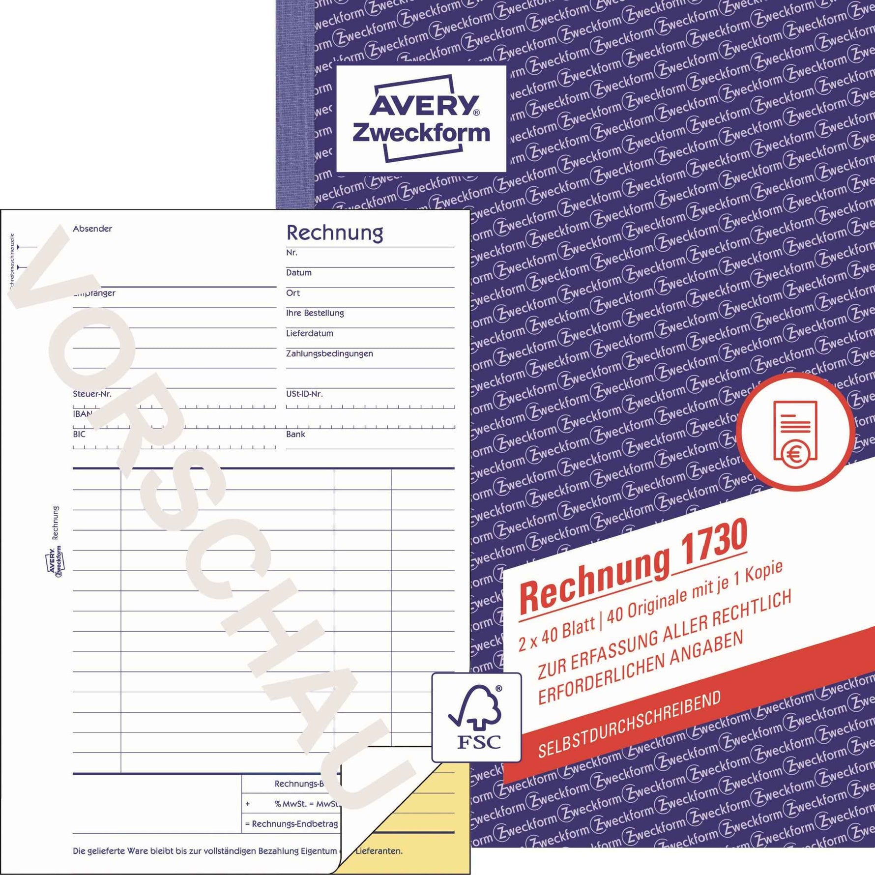 Avery Zweckform Rechnung 1730