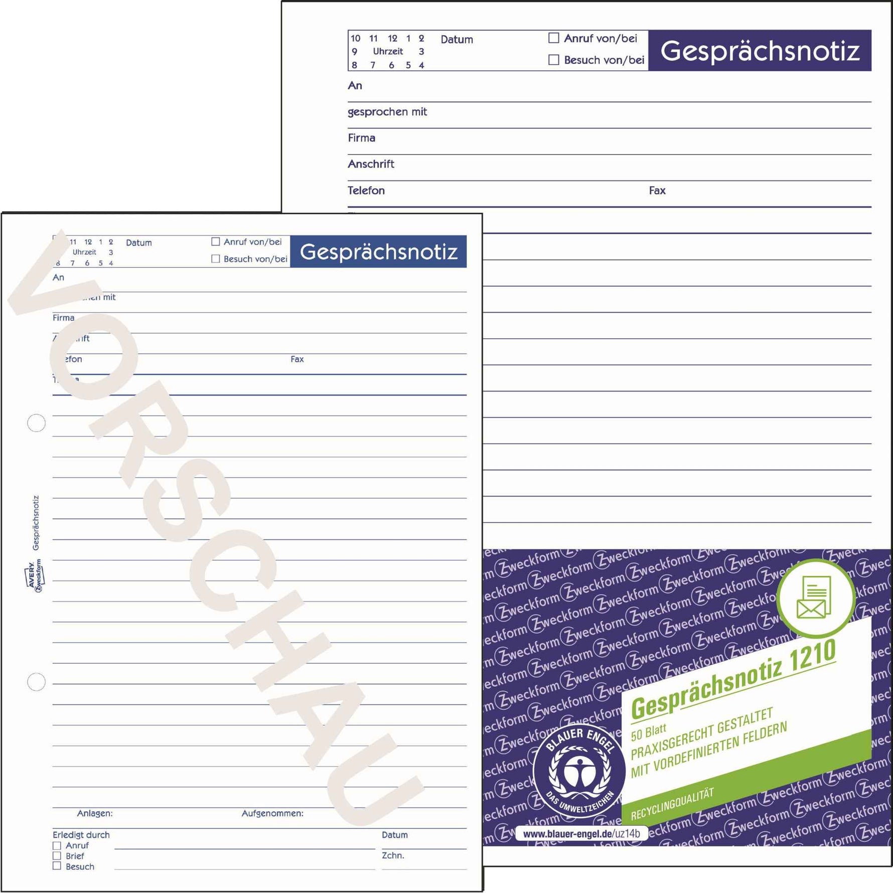 Avery Zweckform Gesprächsnotiz 1210