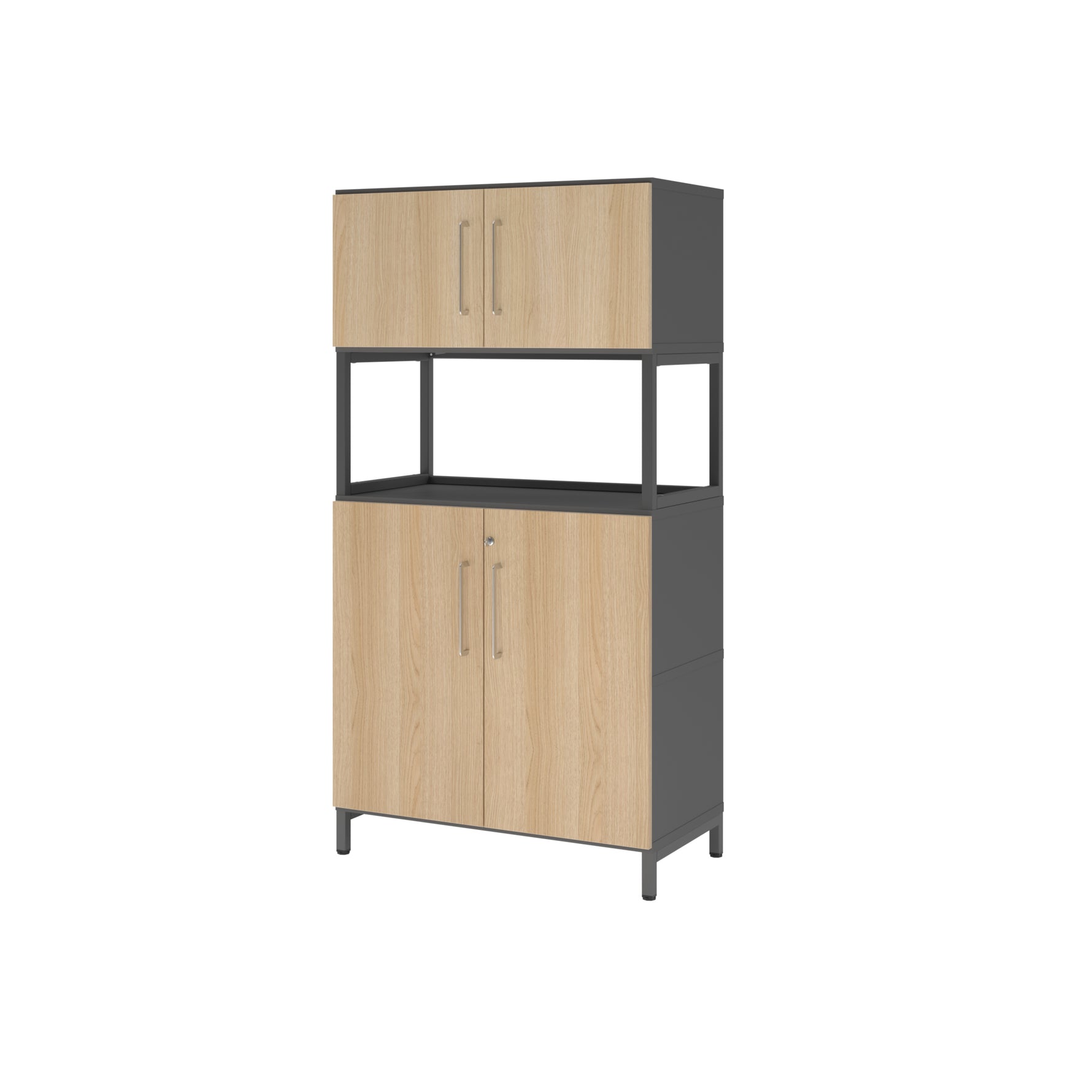Hammerbacher Regalschrank FlexWall 4 Ordnerhöhen graphit – Produktbild 2