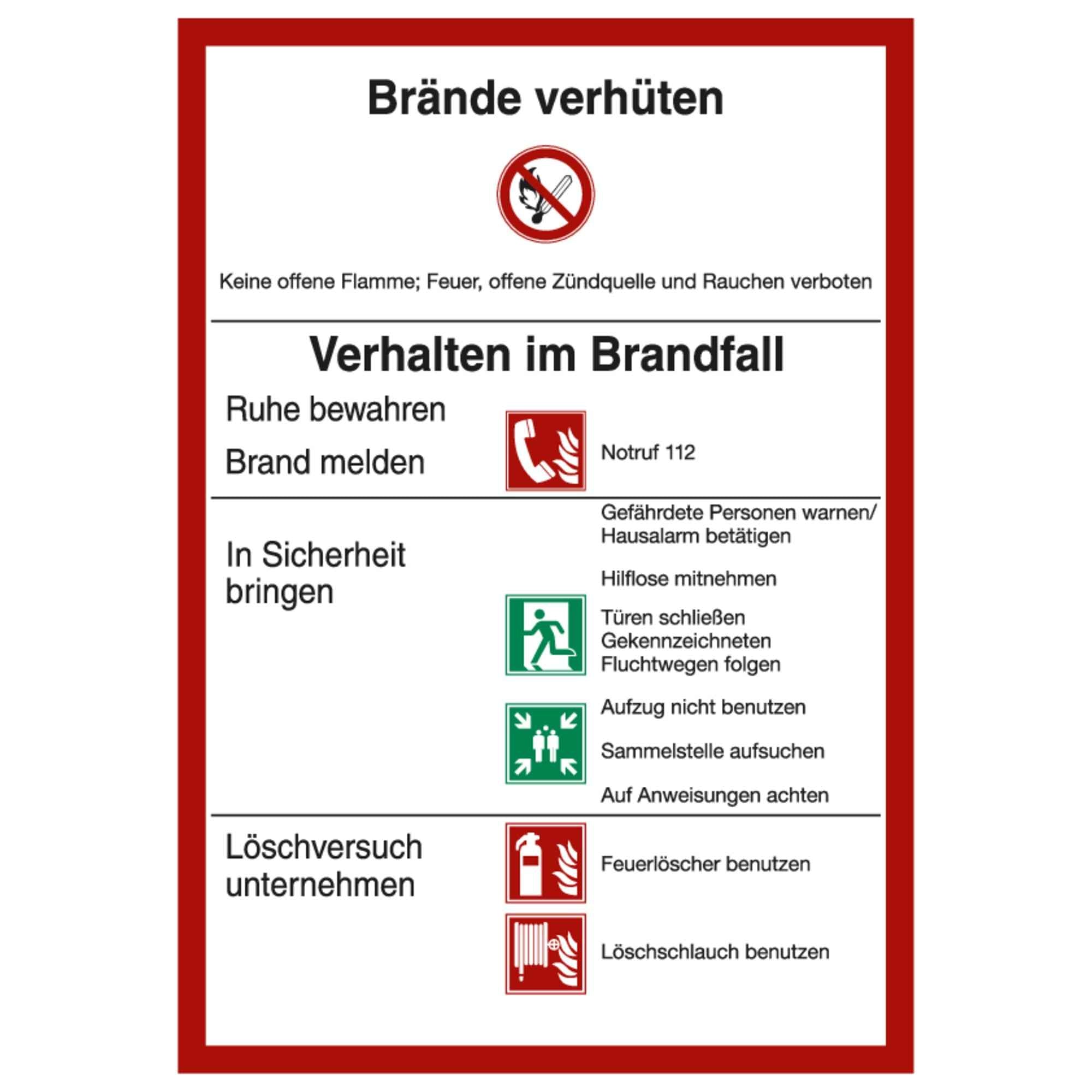 Marahrens Hinweisschild Brände verhüten