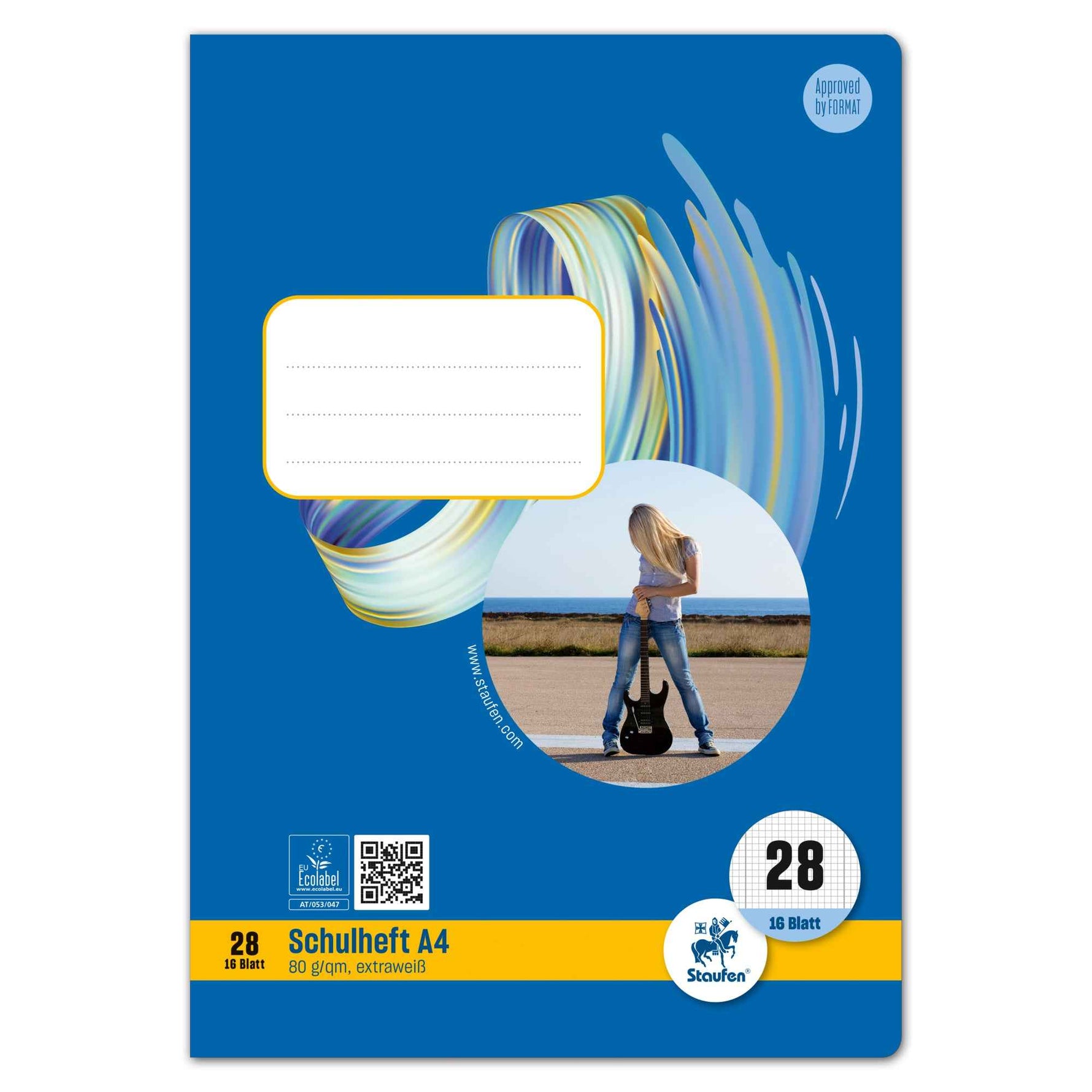 Staufen Schulheft Style DIN A4 kariert mit Rand innen/außen Lineatur 28 16 Bl.