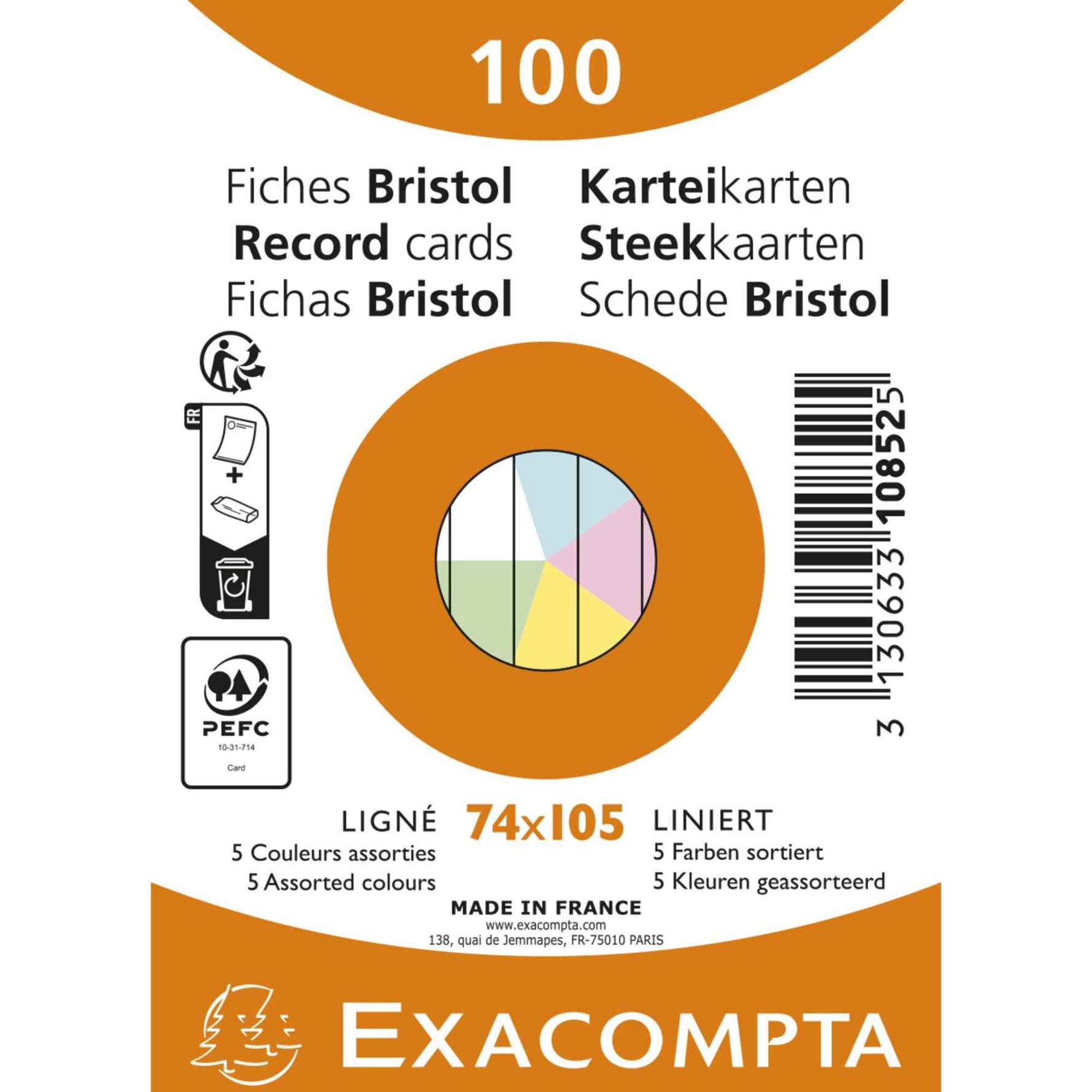 Exacompta Karteikarte DIN A7 liniert