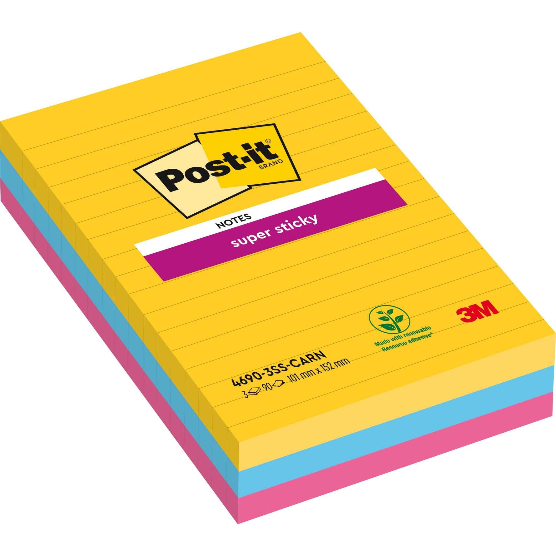 Post-it® Haftnotiz Super Sticky Notes Carnival Collection 101 x 152 mm (B x H)
