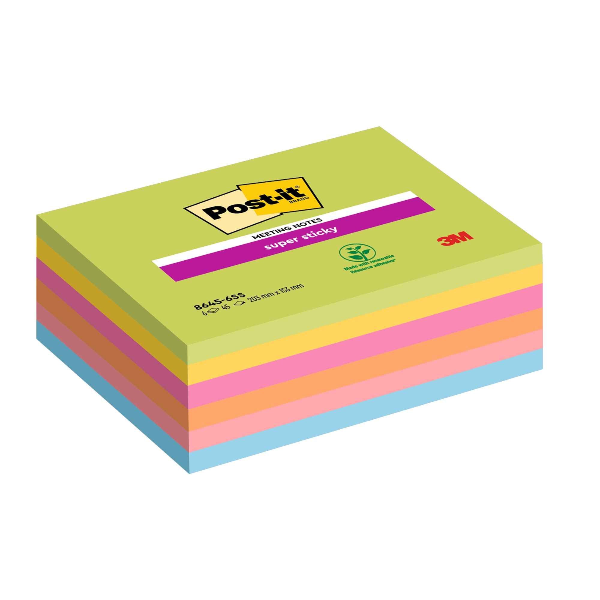 Post-it® Haftnotiz Super Sticky Meeting Notes 45 Bl./Block 6 Block/Pack.