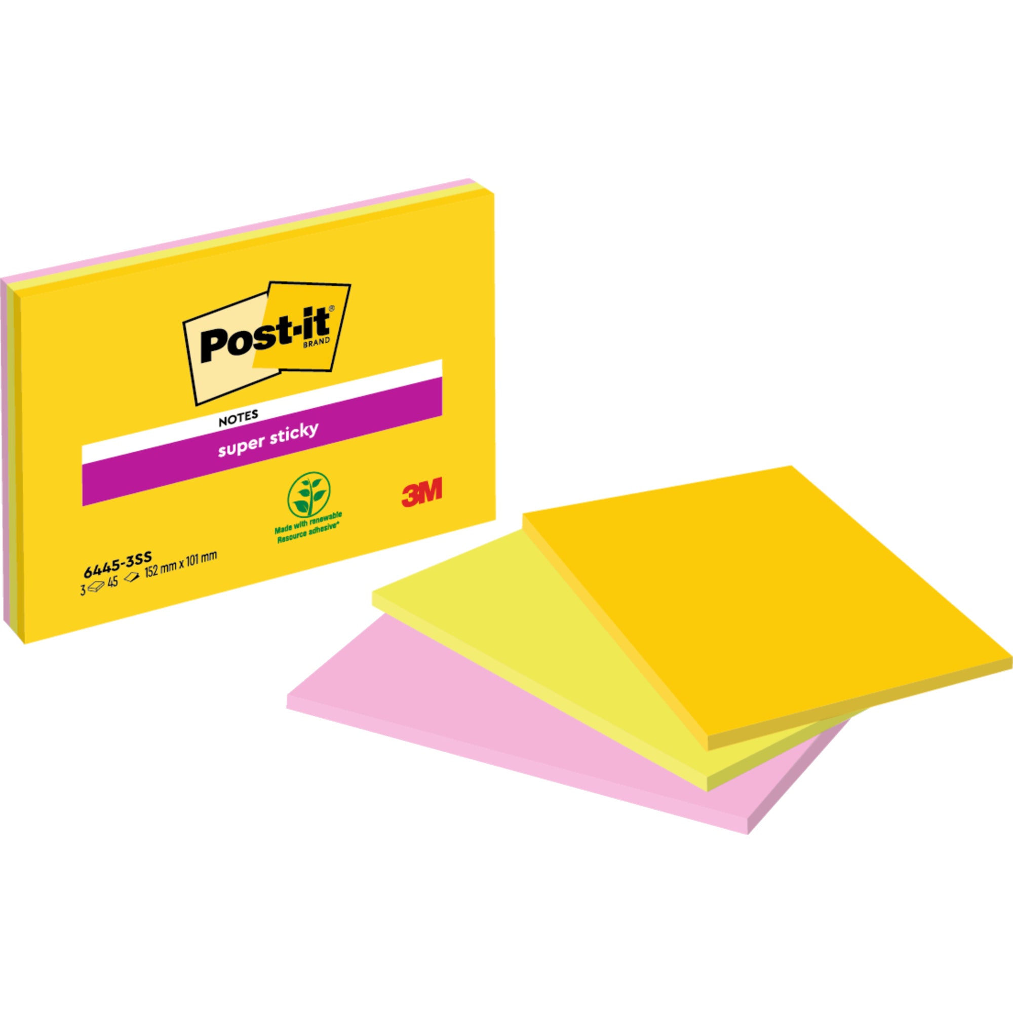 Post-it® Haftnotiz Super Sticky Meeting Notes 45 Bl./Block 3 Block/Pack. - Wiepa Bürofachpartner
