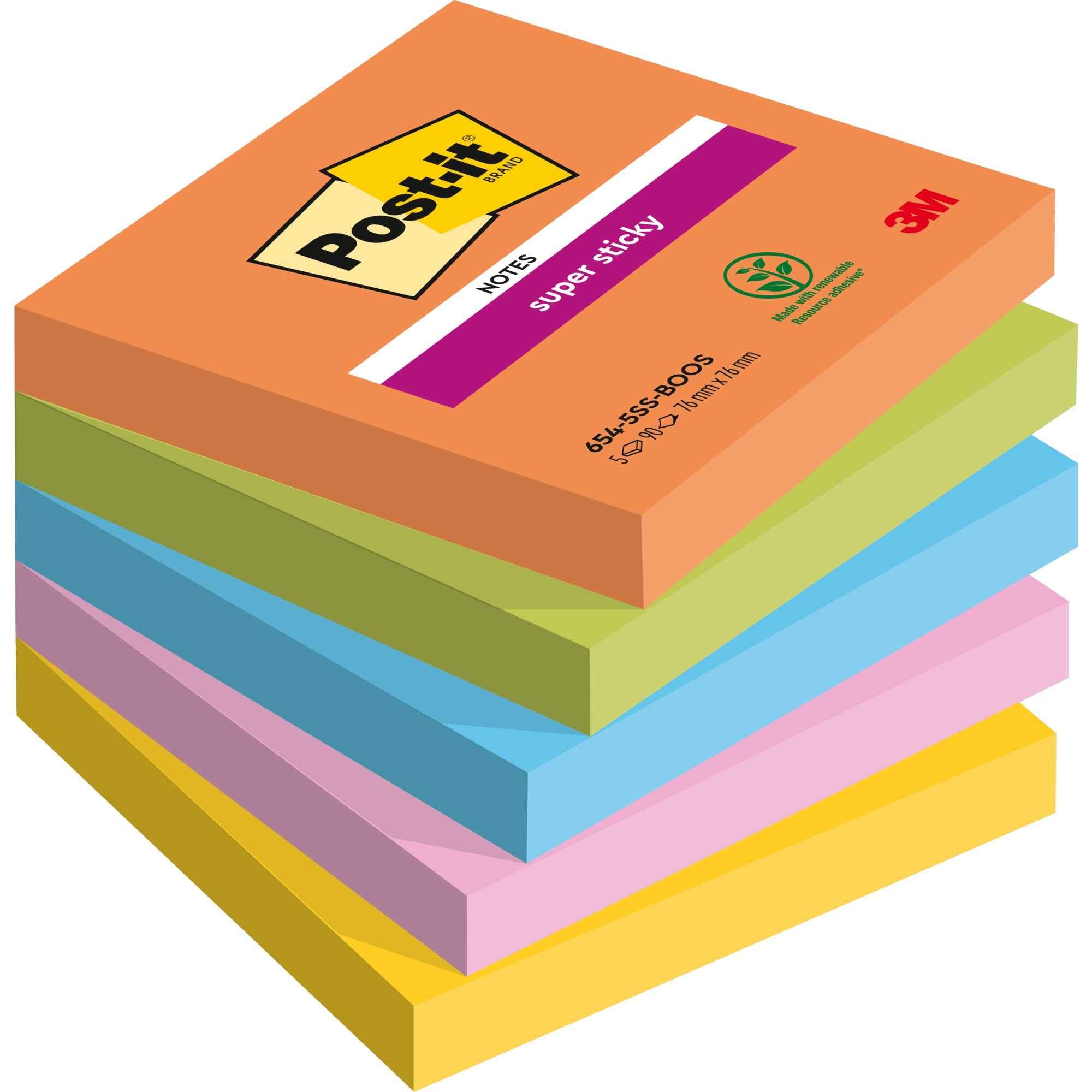 Post-it® Haftnotiz Super Sticky Notes Boost Collection 5 Block/Pack.