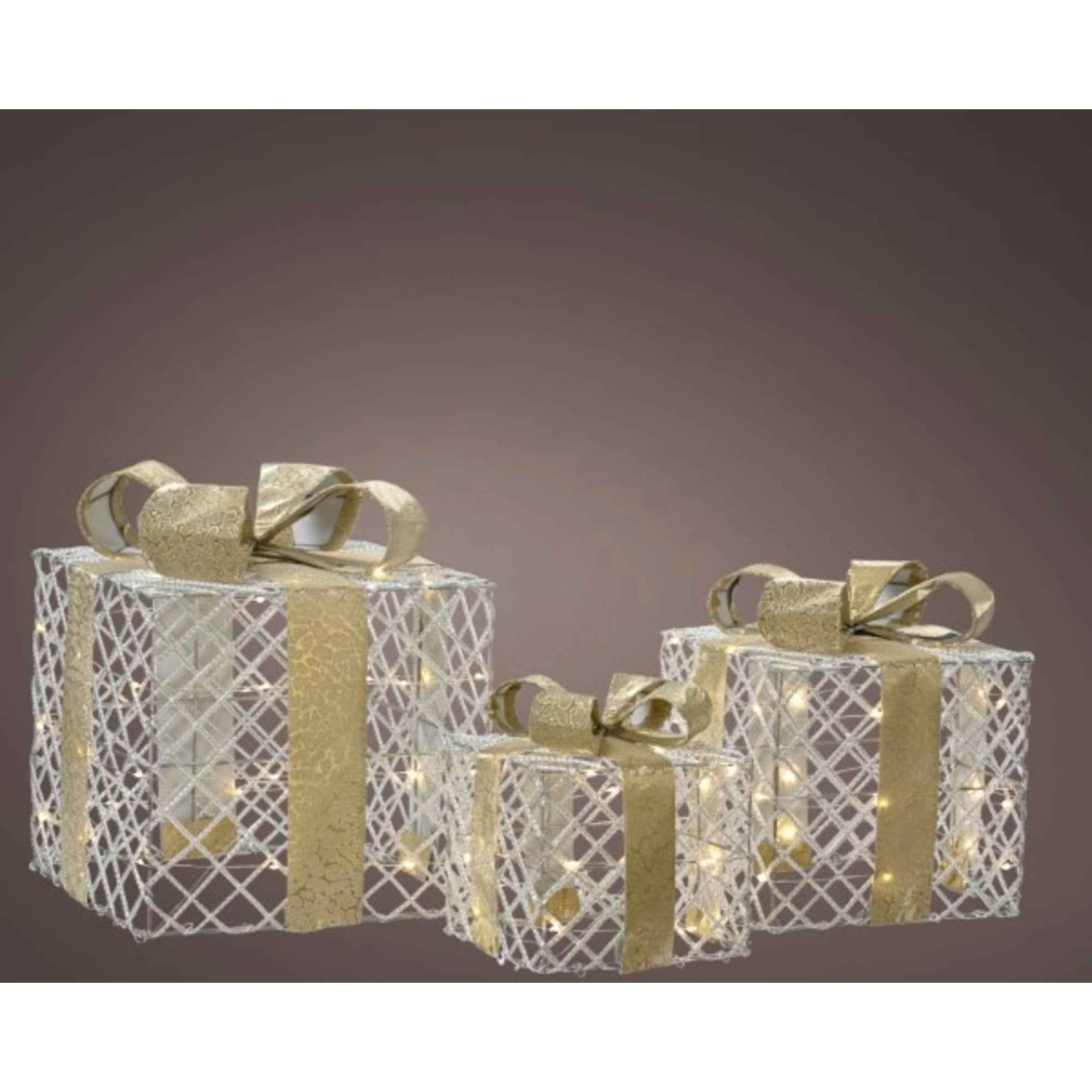 LUMINEO Lichtfigur Geschenkschachtel silber