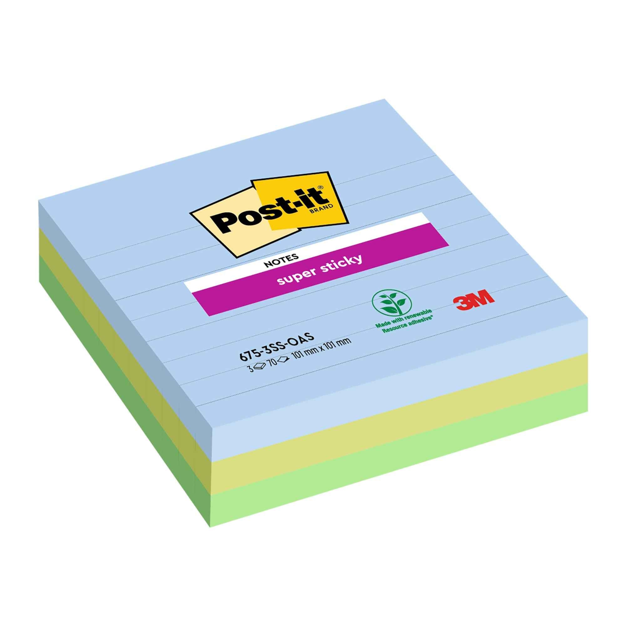 Post-it® Haftnotiz Super Sticky Notes Oasis Collection 3 Block/Pack.