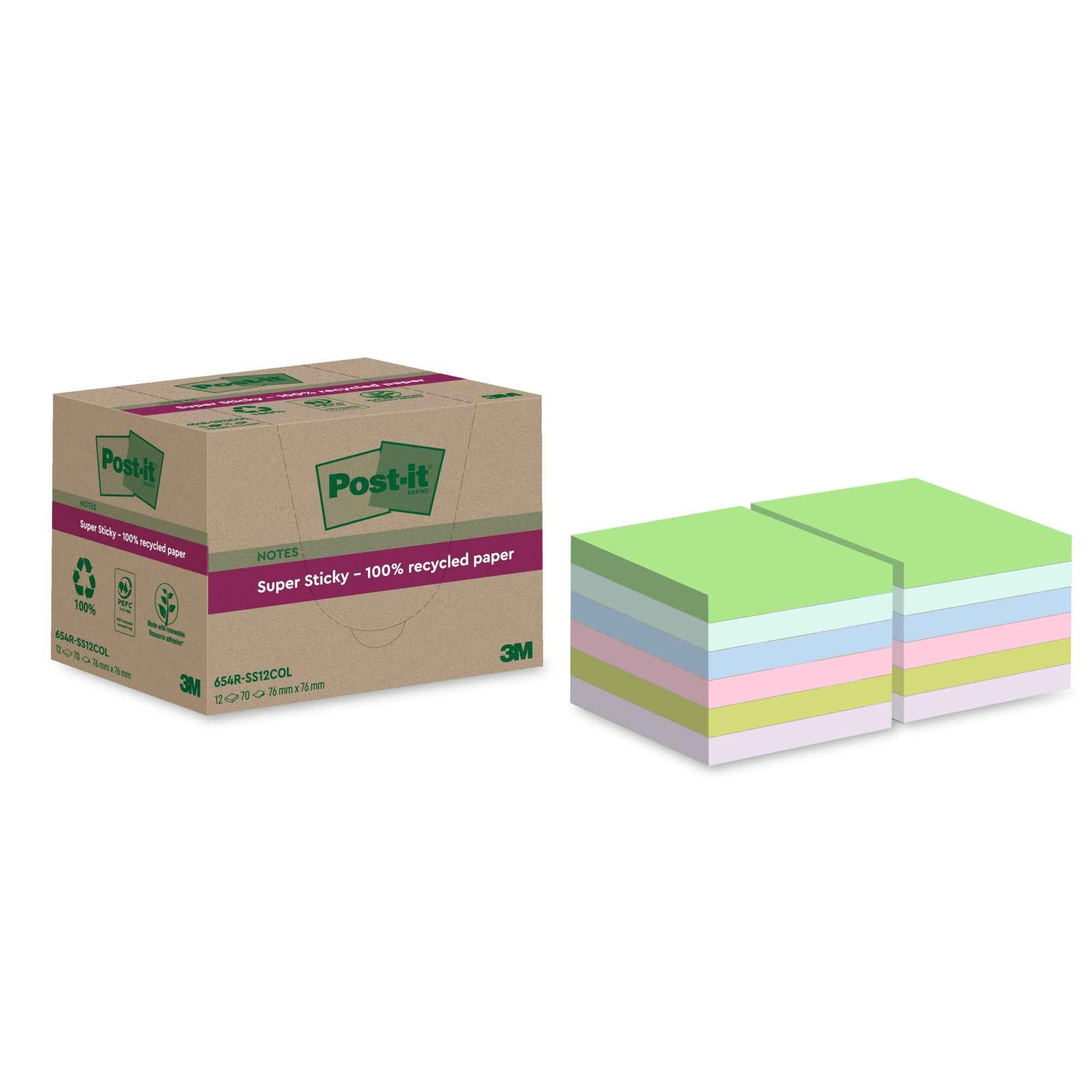 Post-it® Haftnotiz Super Sticky Recycling Notes 76 x 76 mm (B x H)