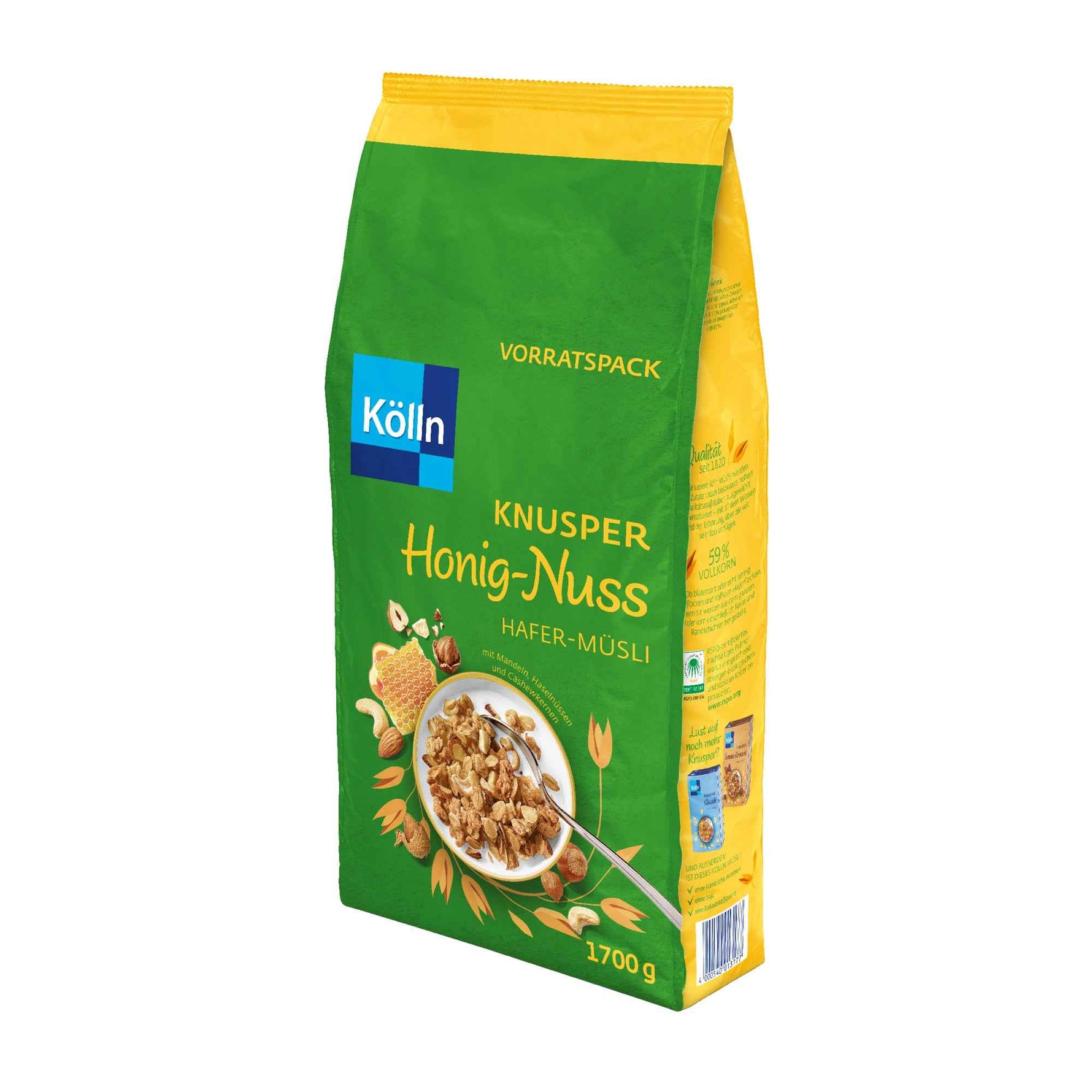 Kölln Müsli Honig-Nuss 4 x 1.700 g/Pack.