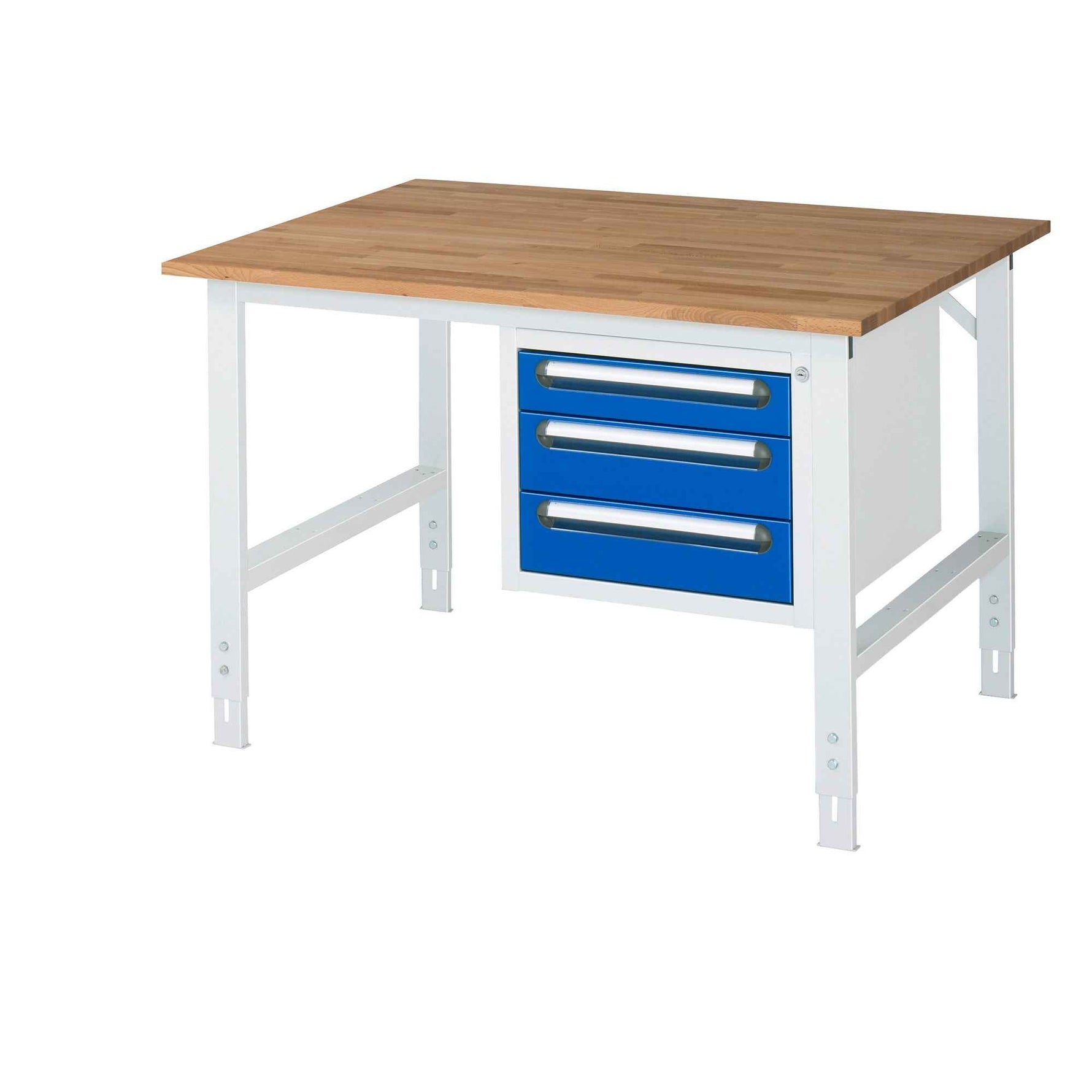 RAU Arbeitstisch Tom 1.250 x 910-1.230 x 1.000 mm (B x H x T) 25 mm 3 Schubladen
