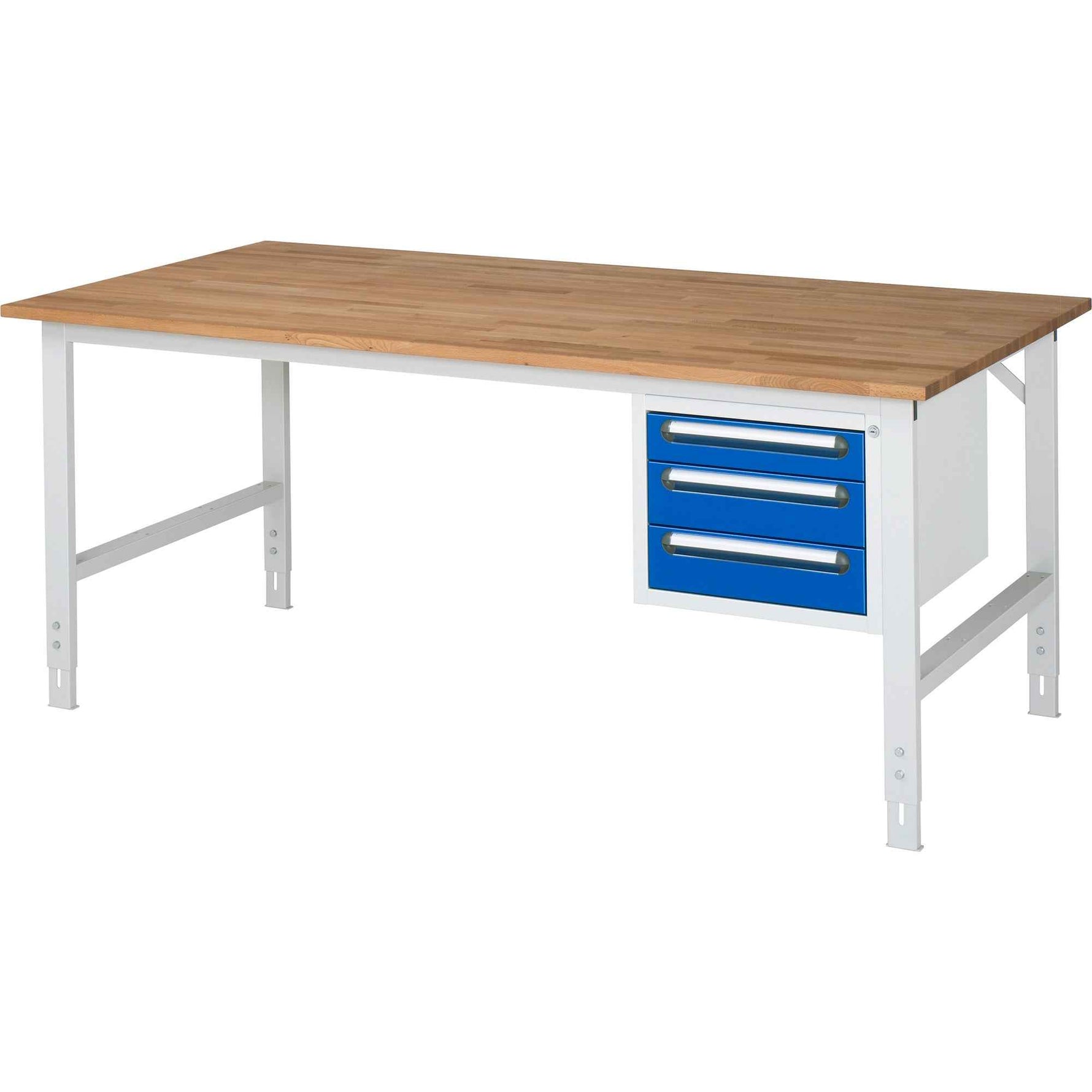 RAU Arbeitstisch Tom 2.000 x 760-1.080 x 1.000 mm (B x H x T) 25 mm 3 Schubladen