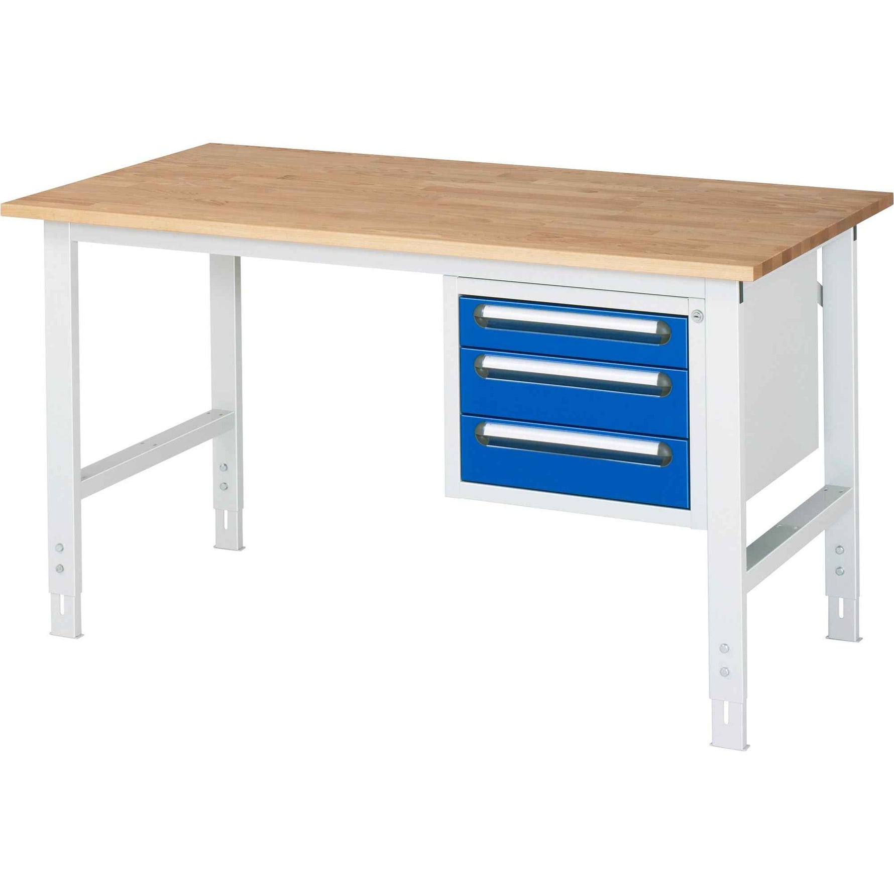 RAU Arbeitstisch Tom 1.500 x 760-1.080 x 800 mm (B x H x T) 25 mm 3 Schubladen